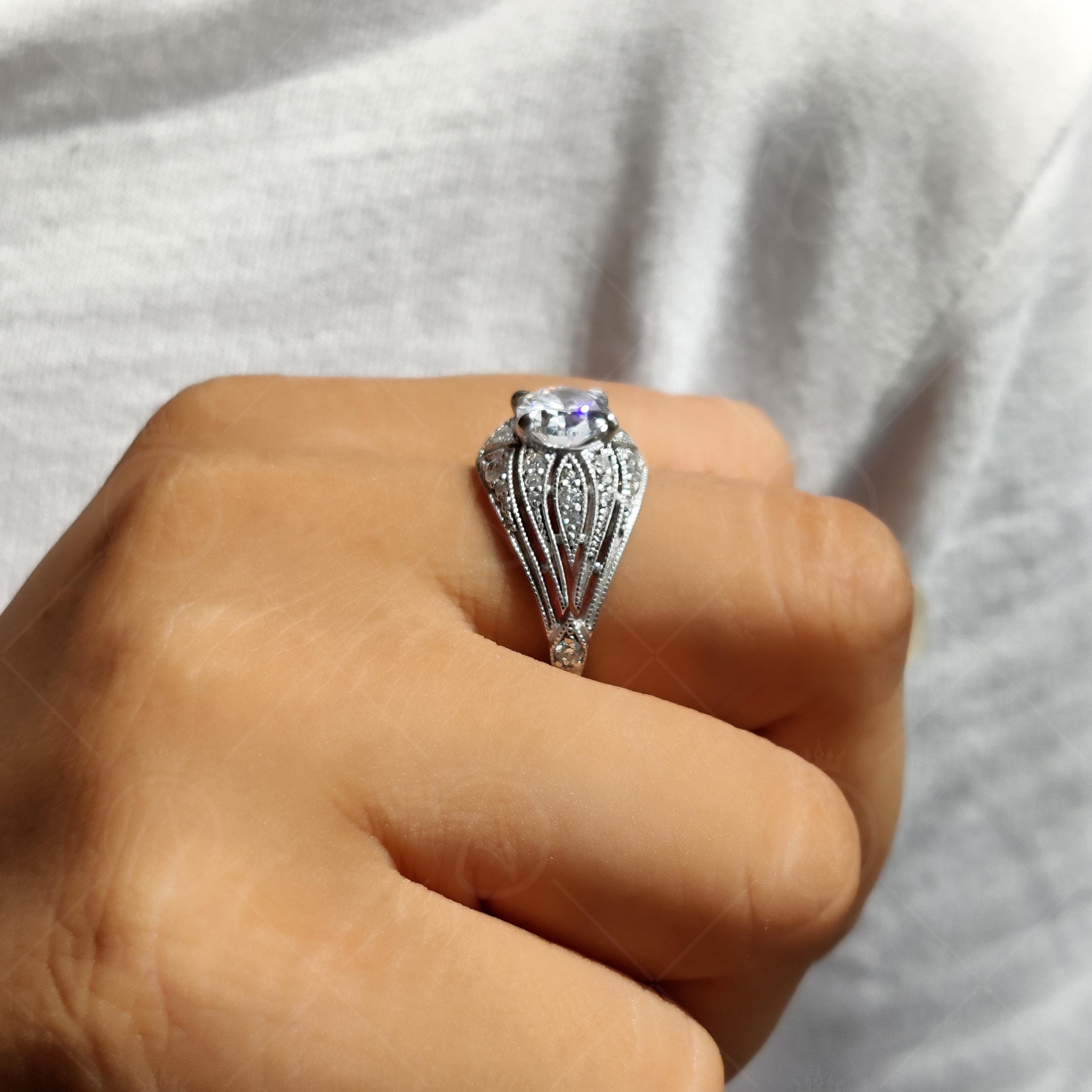 Edwardian Filigree Victorian Retro Engagement Ring