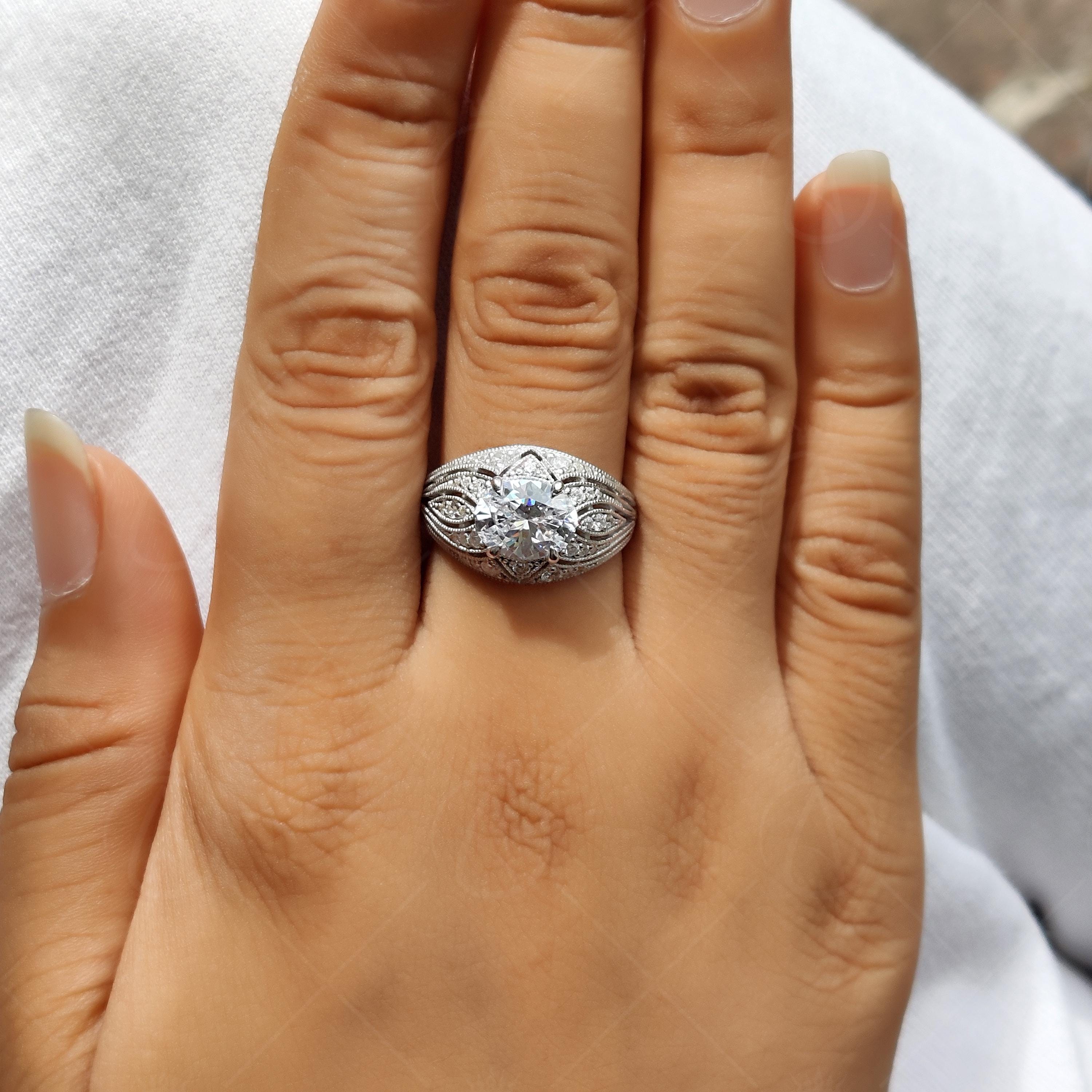 Edwardian Filigree Victorian Retro Engagement Ring