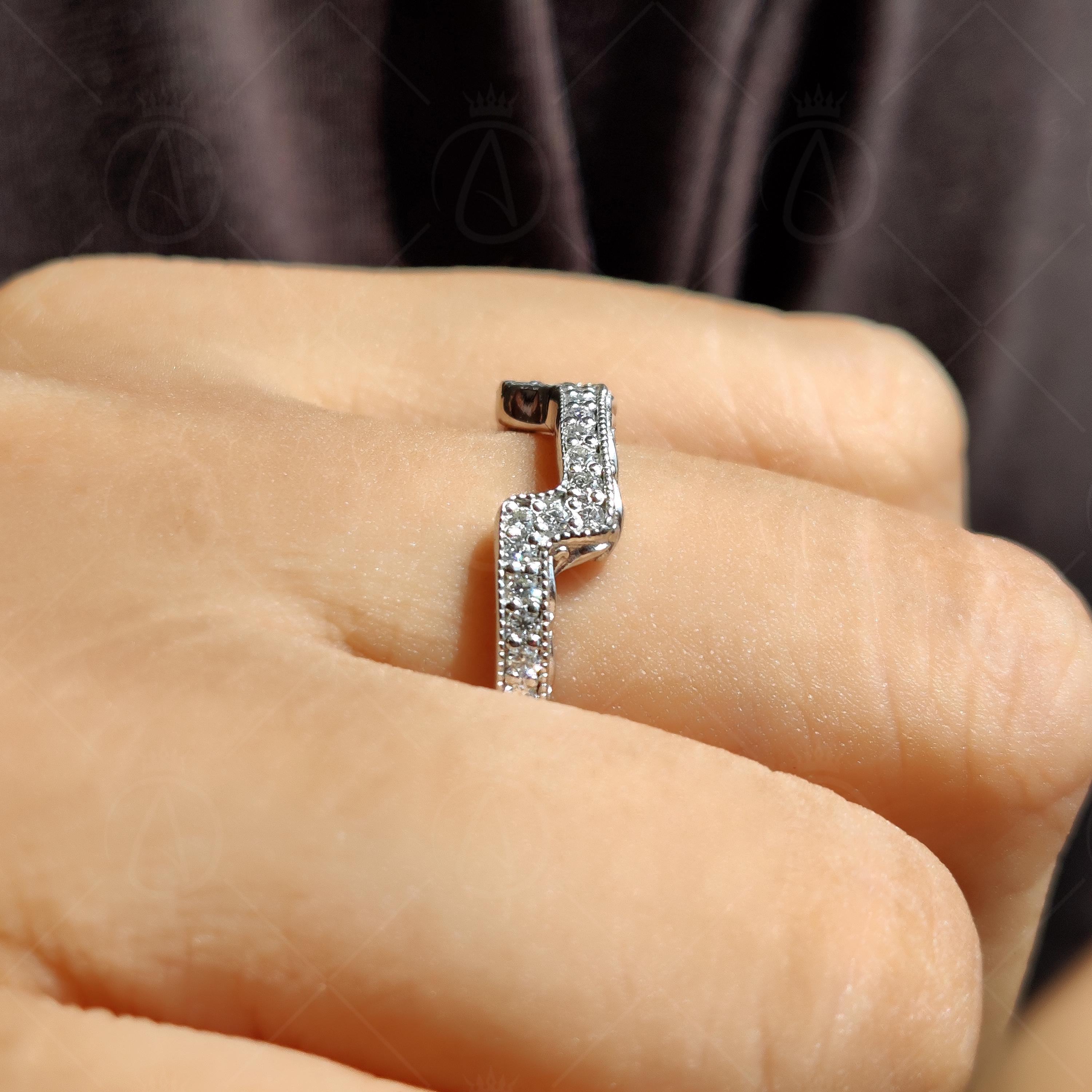 Antique Curved Moissanite Wedding Enhancer Ring