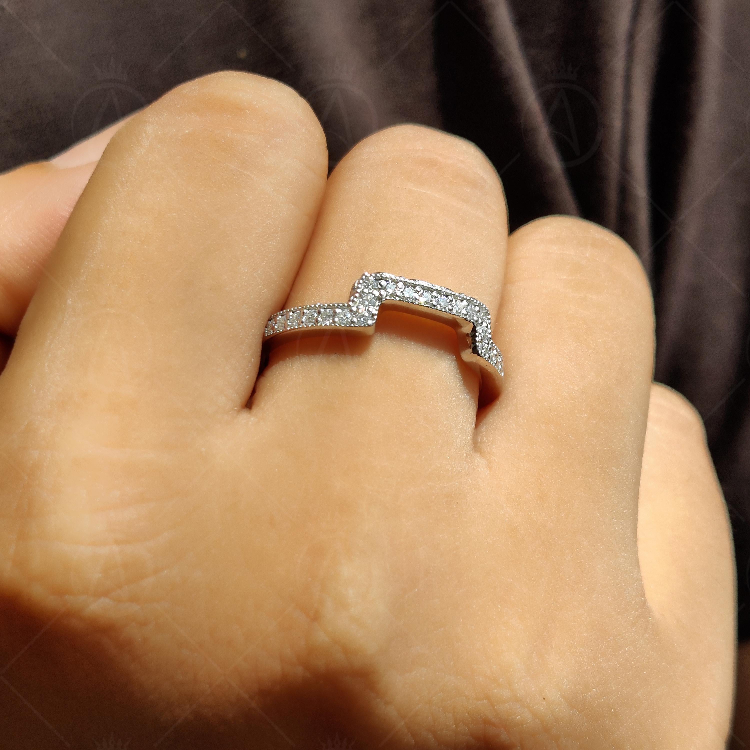 Antique Curved Moissanite Wedding Enhancer Ring