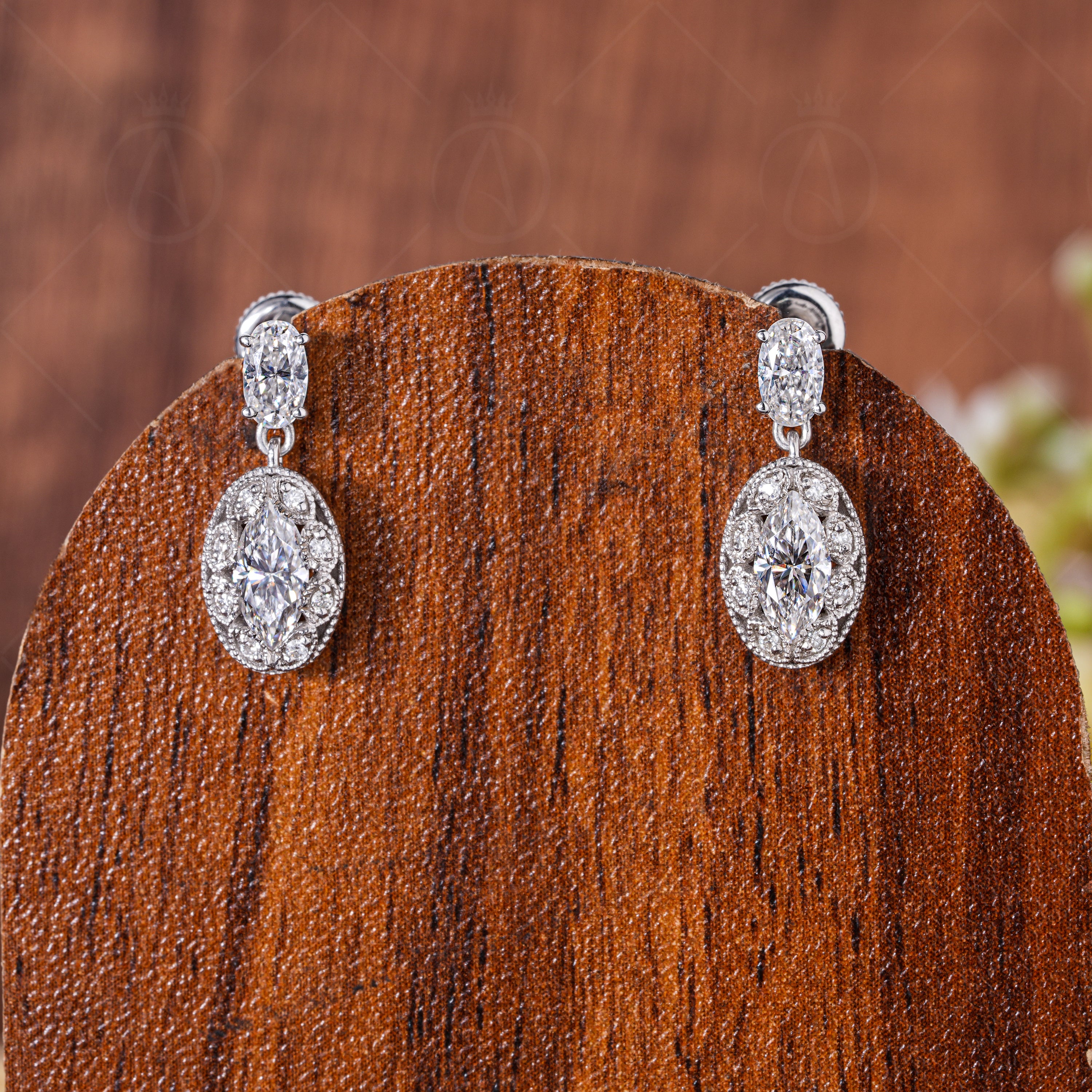 Unique Drop Stud Earrings For Women, Art Deco Vintage Statement Earrings, Moissanite Marquise Studs, Bridesmaid Gifts