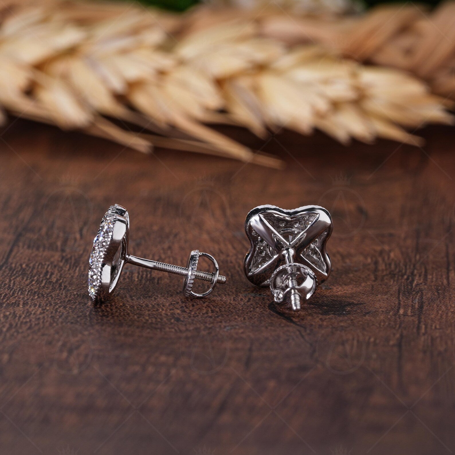 Flower Shape Moissanite Stud Earrings For Women