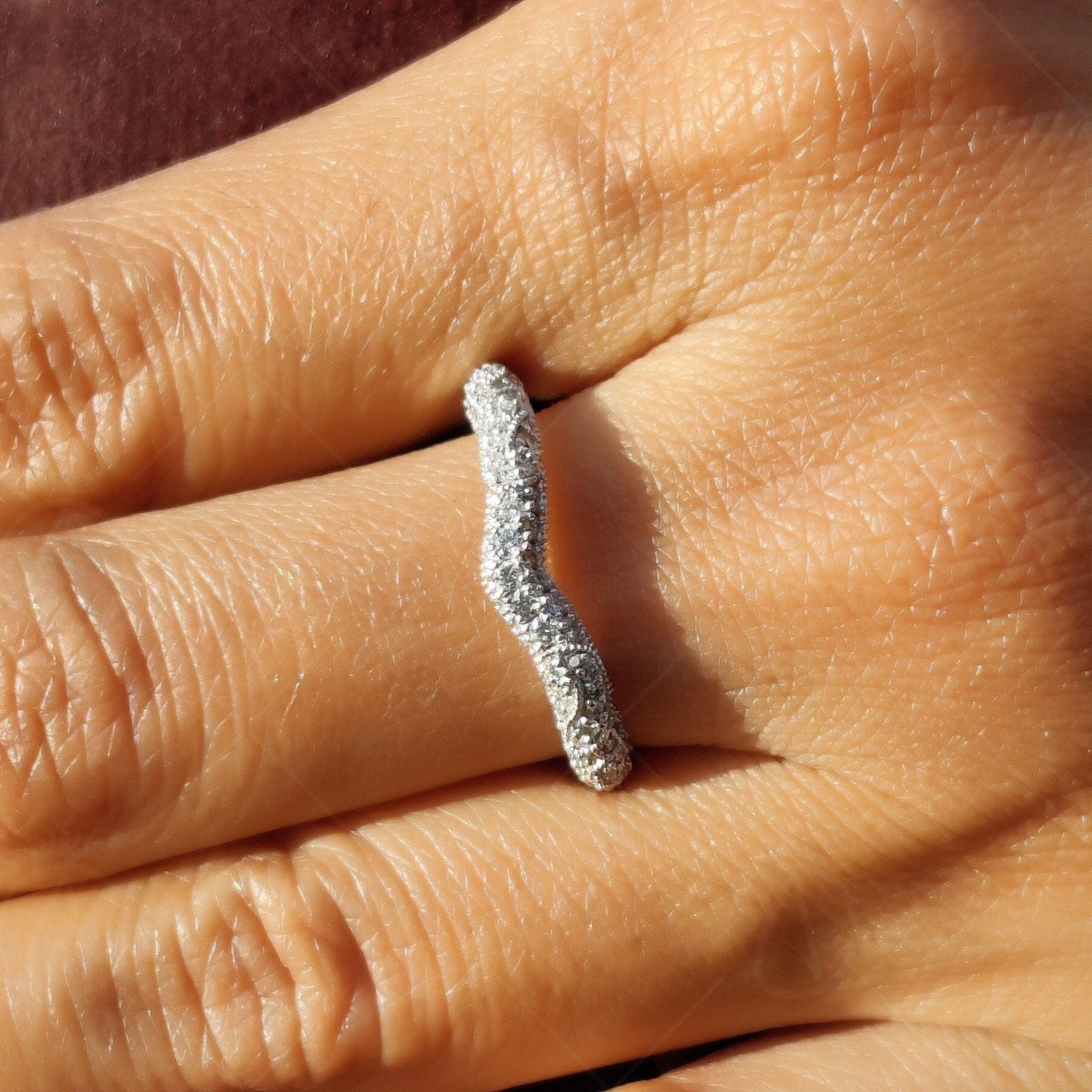 Moissanite Filigree Ring, Lace Style Art Deco Band Ring, Vintage Milgrain Wedding Bands Women, Unique Vintage Anniversary Band, Promise Ring For Her