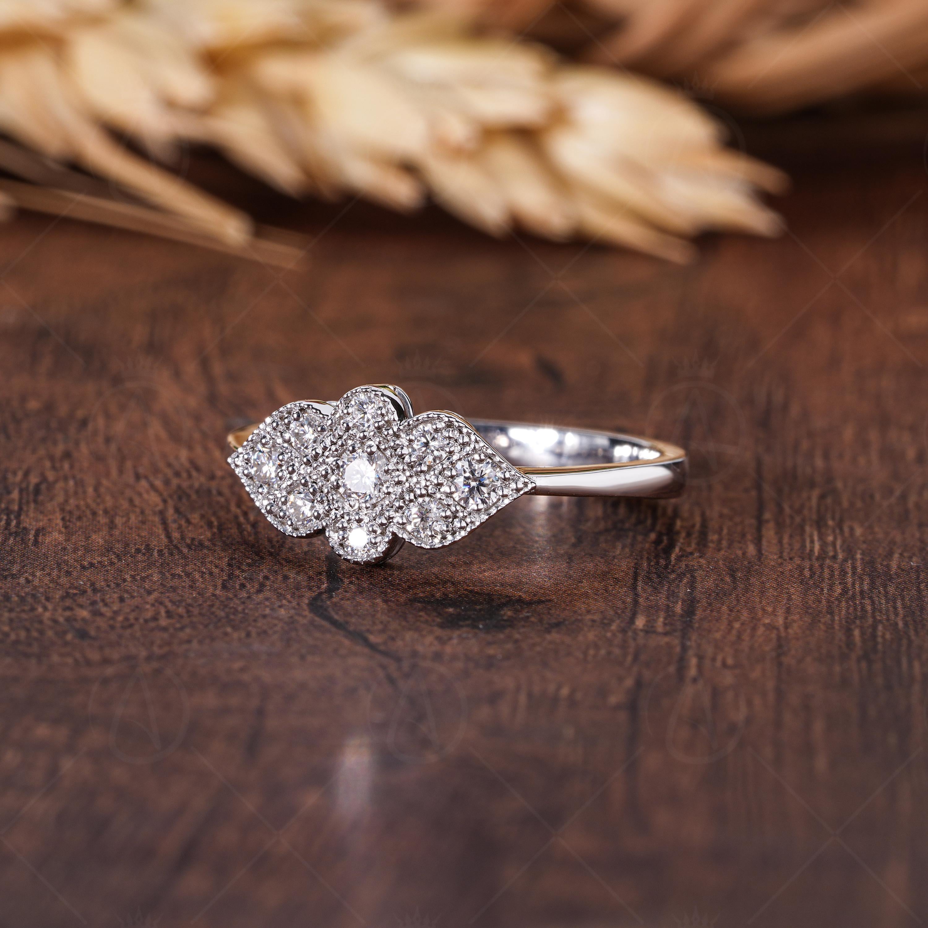 Art Deco Engagement Ring For Women, Vintage Milgrain Moissanite Ring, Unique Wedding Ring, Estate Jewelry Style Ring