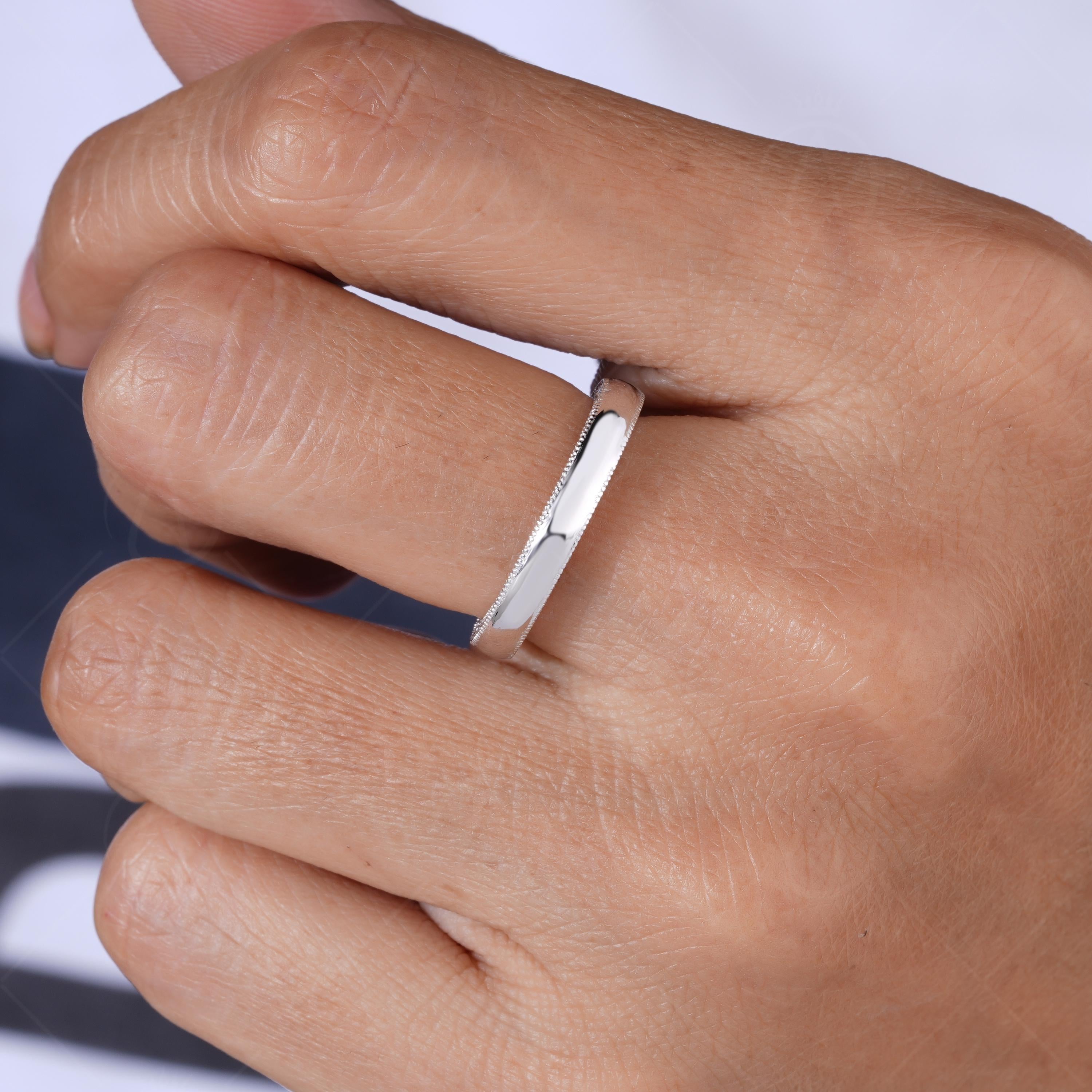 Flat Wedding Band With Moissanite Diamond Two Sided Pave Stackable Rings Moissanite Double Row Anniversary Band For Women