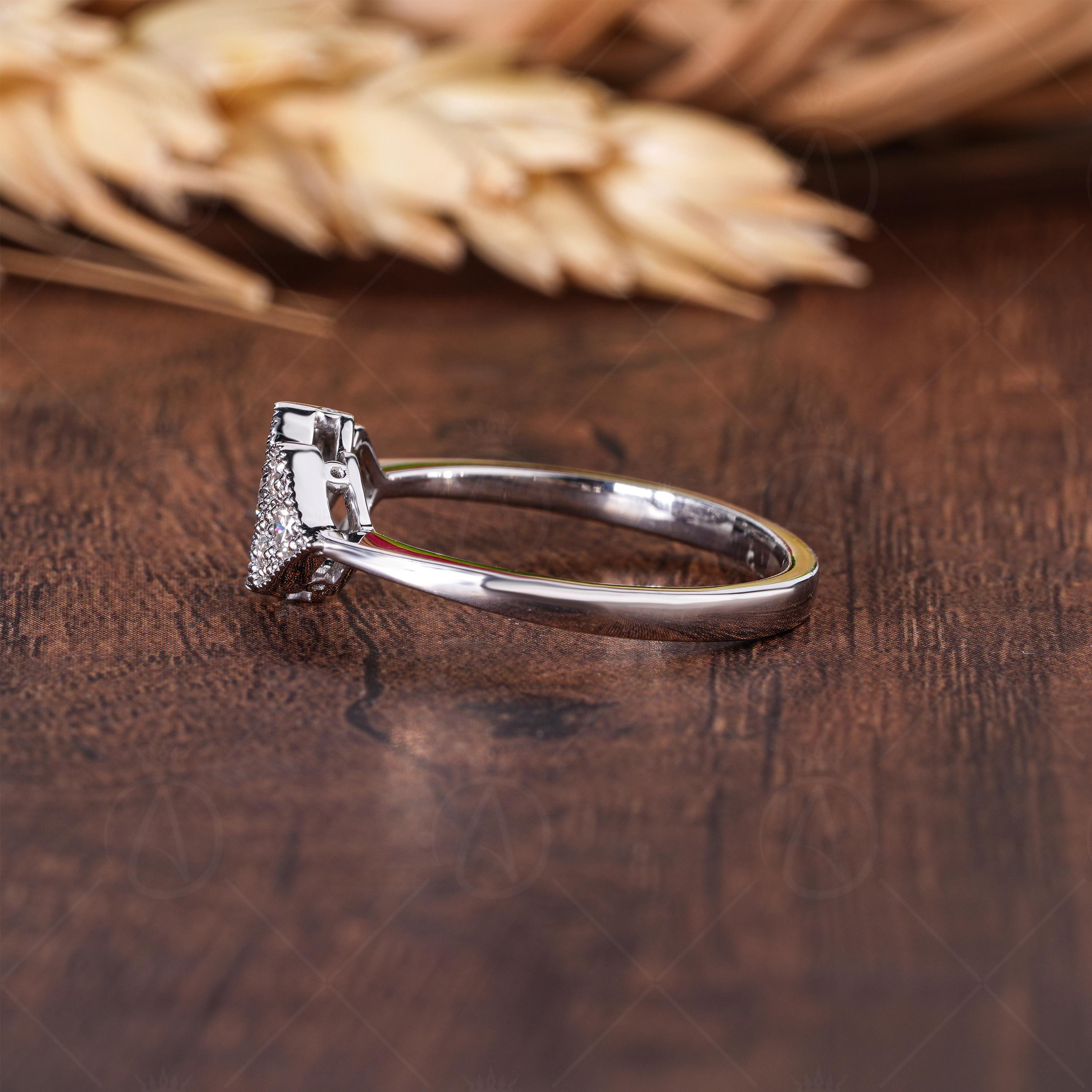 Art Deco Engagement Ring For Women, Vintage Milgrain Moissanite Ring, Unique Wedding Ring, Estate Jewelry Style Ring