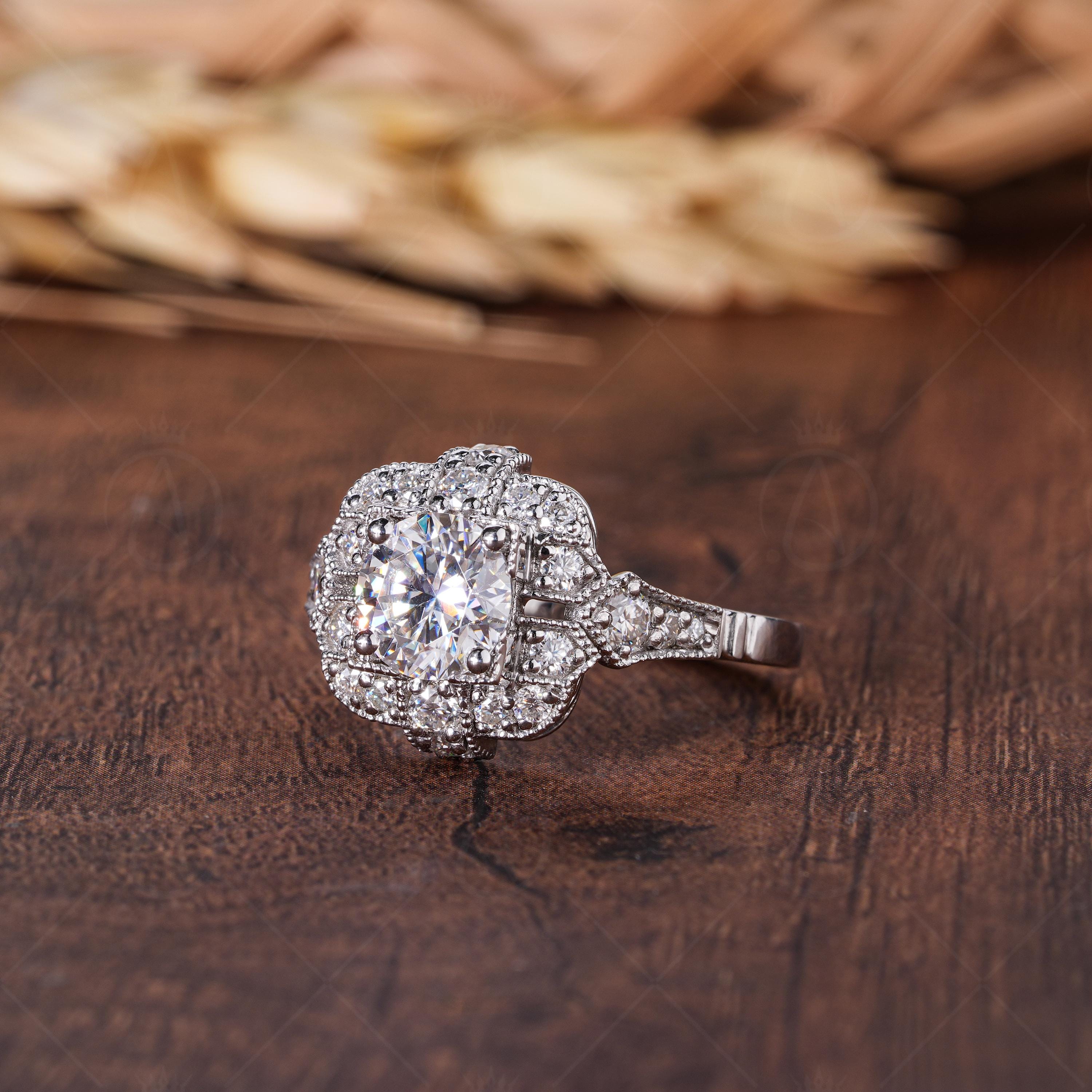 Vintage Statement Rings For Women, Vintage Art Deco Ring, Antique Milgrain Engagement Ring, Edwardian Style Ring, Jewelry For Women