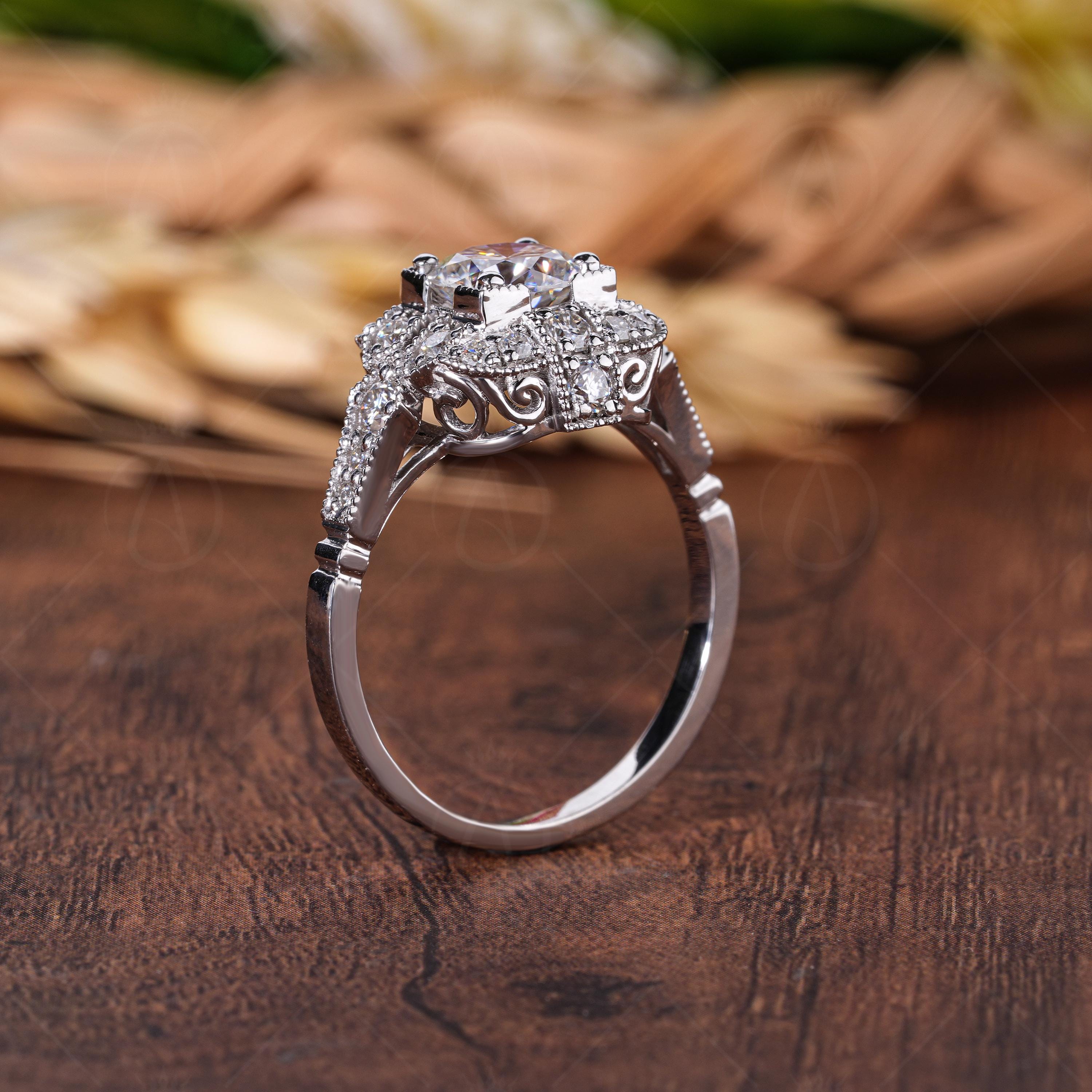 Vintage Statement Rings For Women, Vintage Art Deco Ring, Antique Milgrain Engagement Ring, Edwardian Style Ring, Jewelry For Women