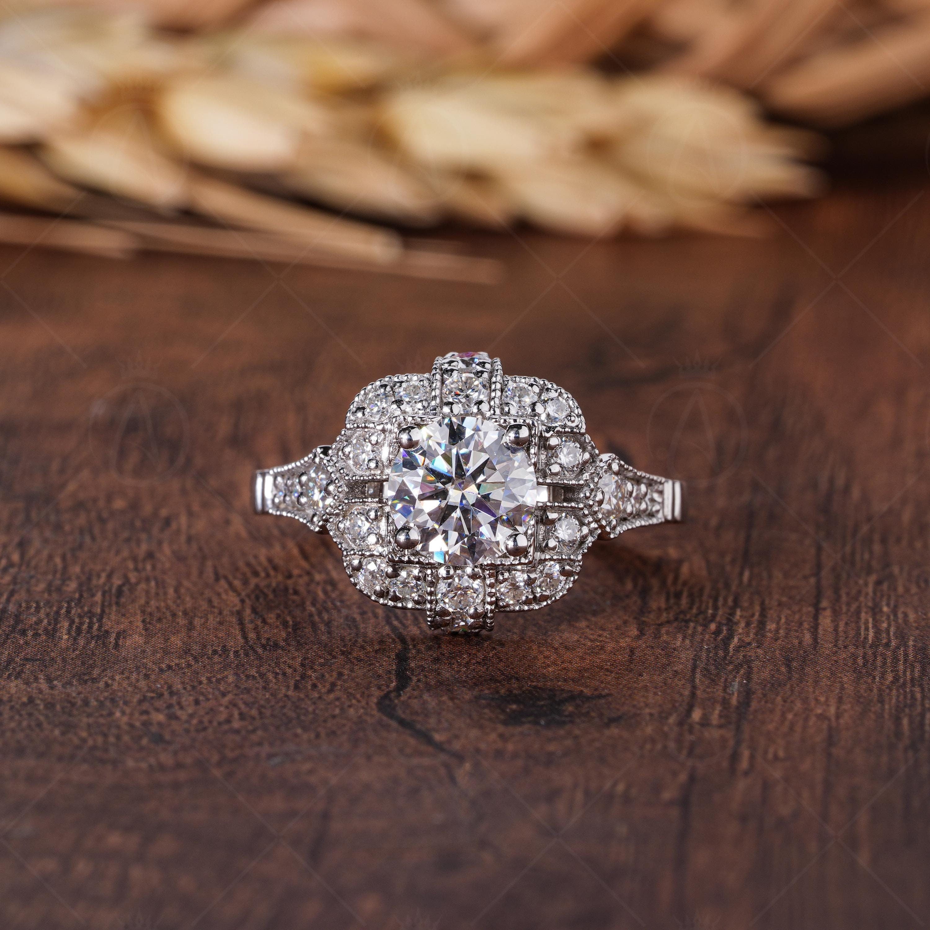 Vintage Statement Rings For Women, Vintage Art Deco Ring, Antique Milgrain Engagement Ring, Edwardian Style Ring, Jewelry For Women