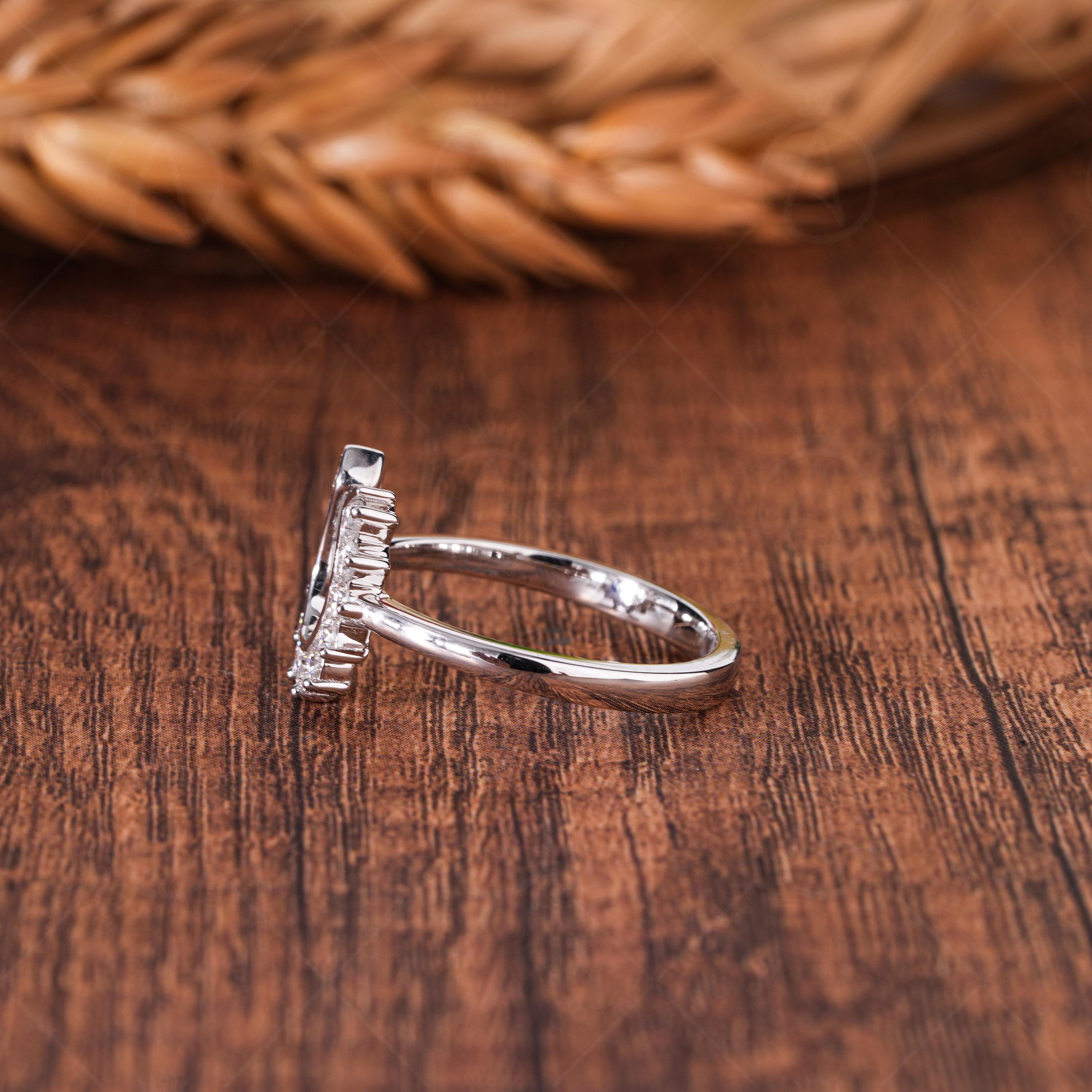 Horseshoe Lucky Charm Statement Ring, Moissanite Good Luck Ring For Her, Unique Statement Jewelry