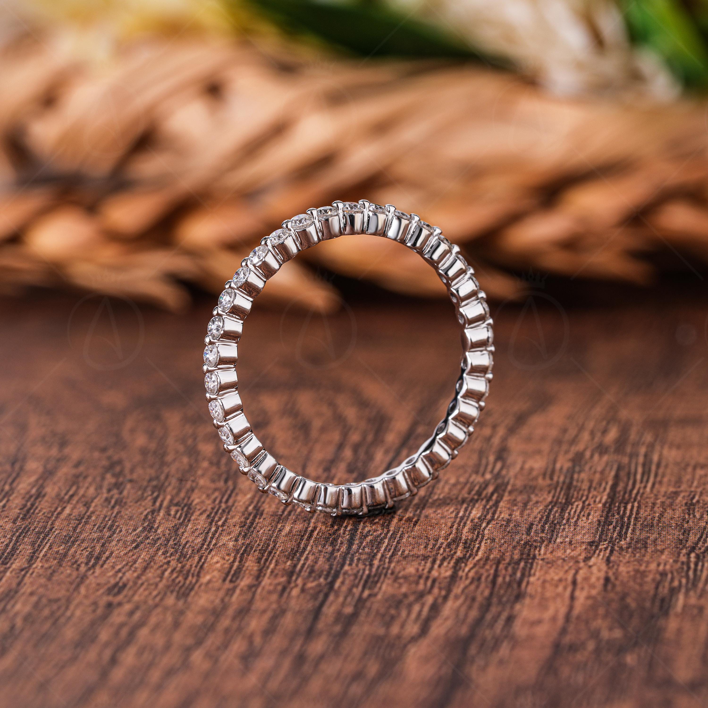 Lab Grown Diamond Eternity Band: 1.50mm Round Cut, 14K White Gold