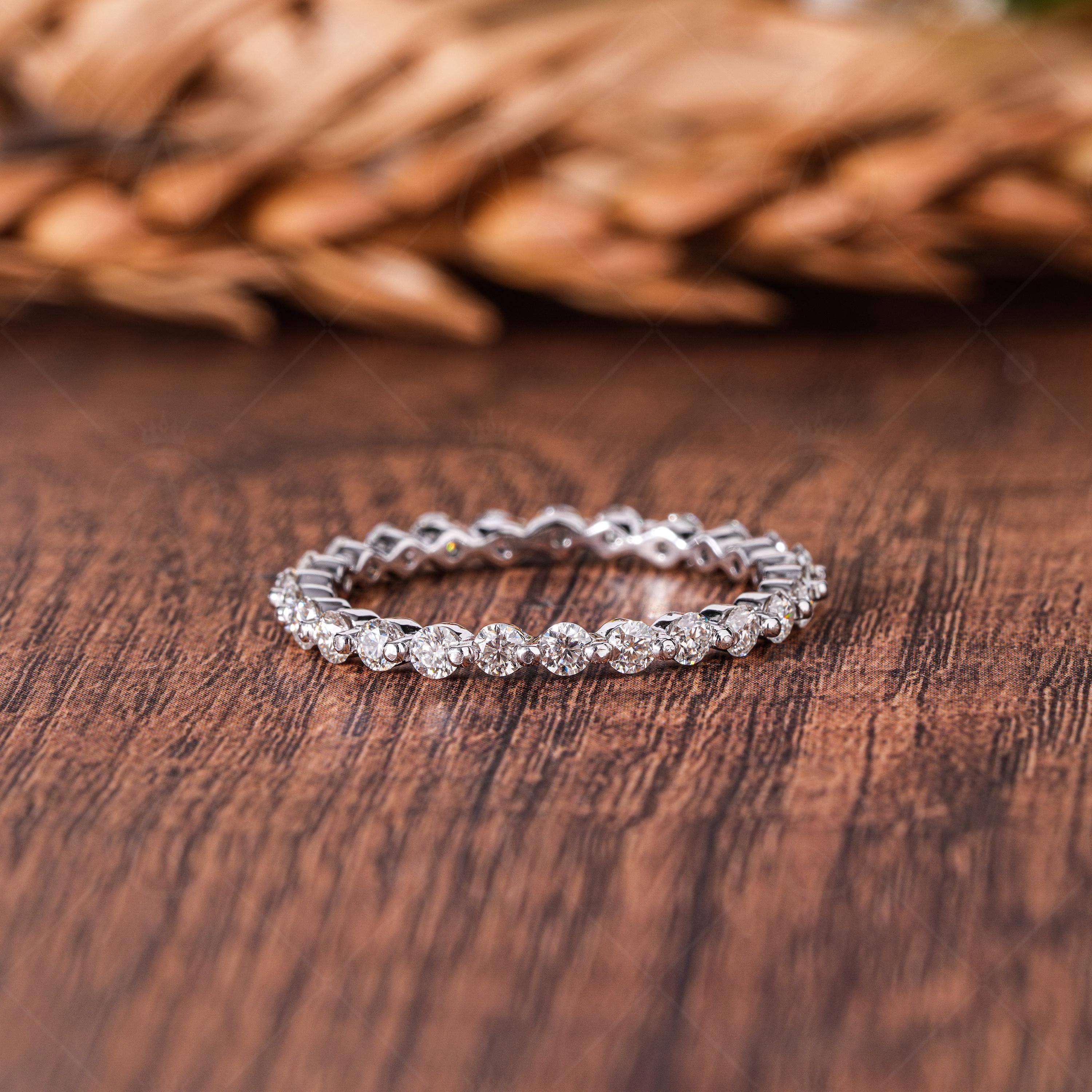 Lab Grown Diamond Eternity Band, 14K Gold Bubble Wedding Ring