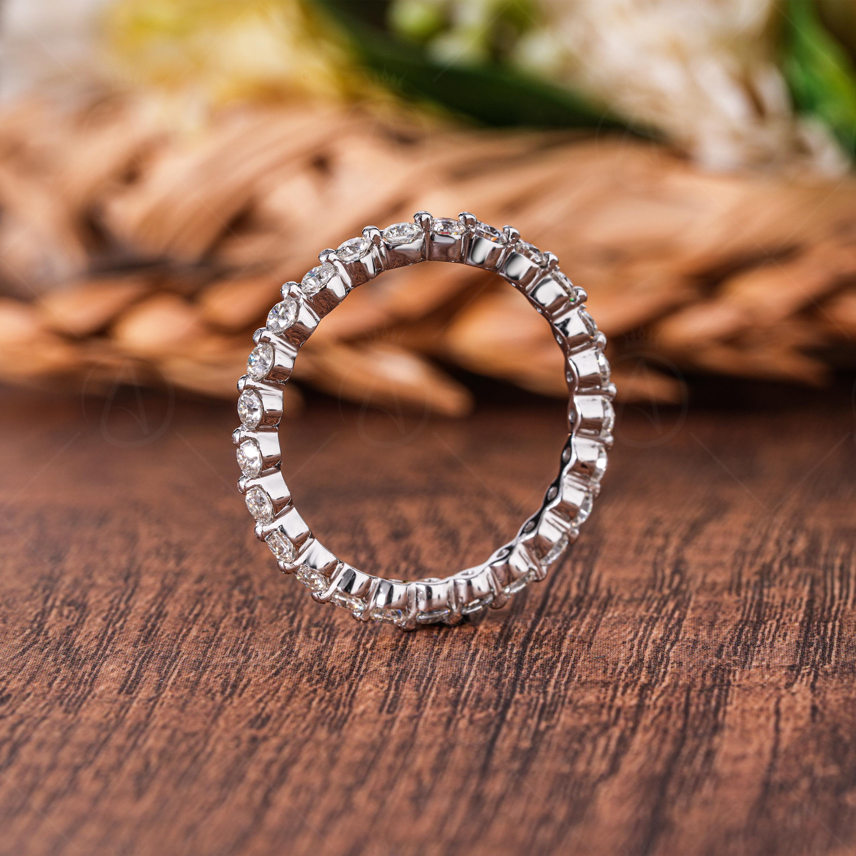 Lab Grown Diamond Eternity Band, 14K Gold Bubble Wedding Ring