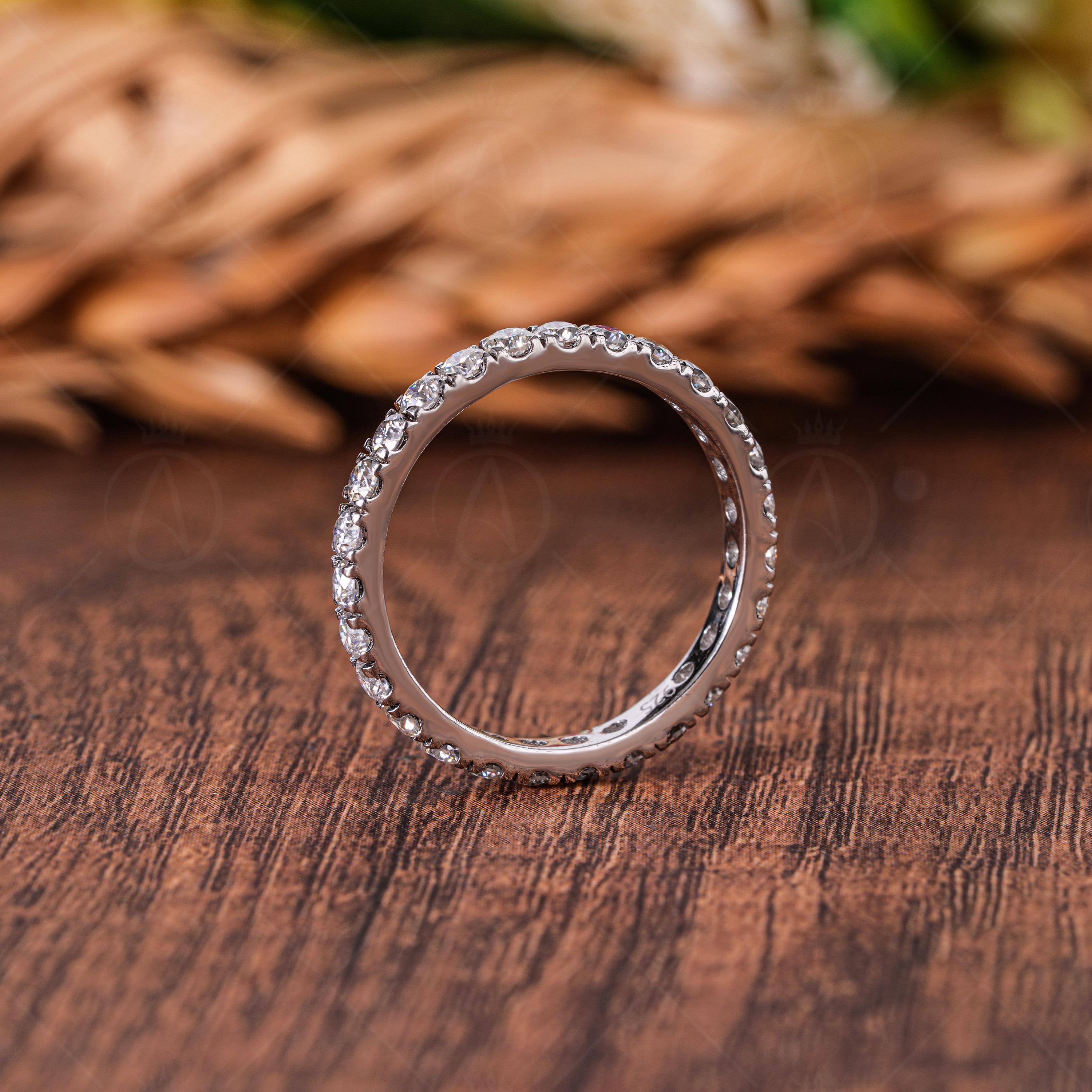 Micro Pave Lab Grown Diamond Eternity Band, 14k Gold Wedding Ring