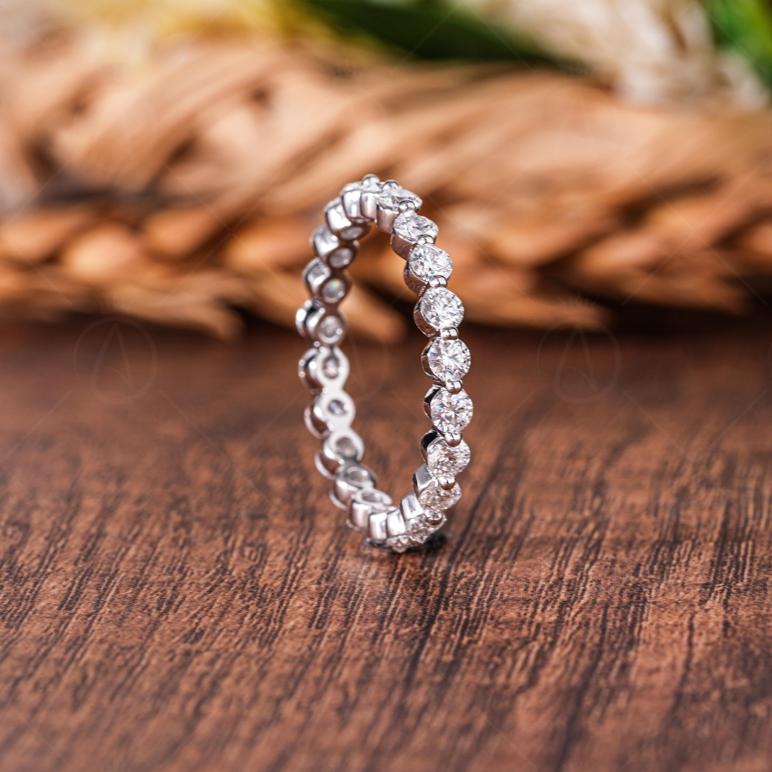 Lab Grown Diamond Wedding Band, 14k Gold Full Eternity Stackable Ring