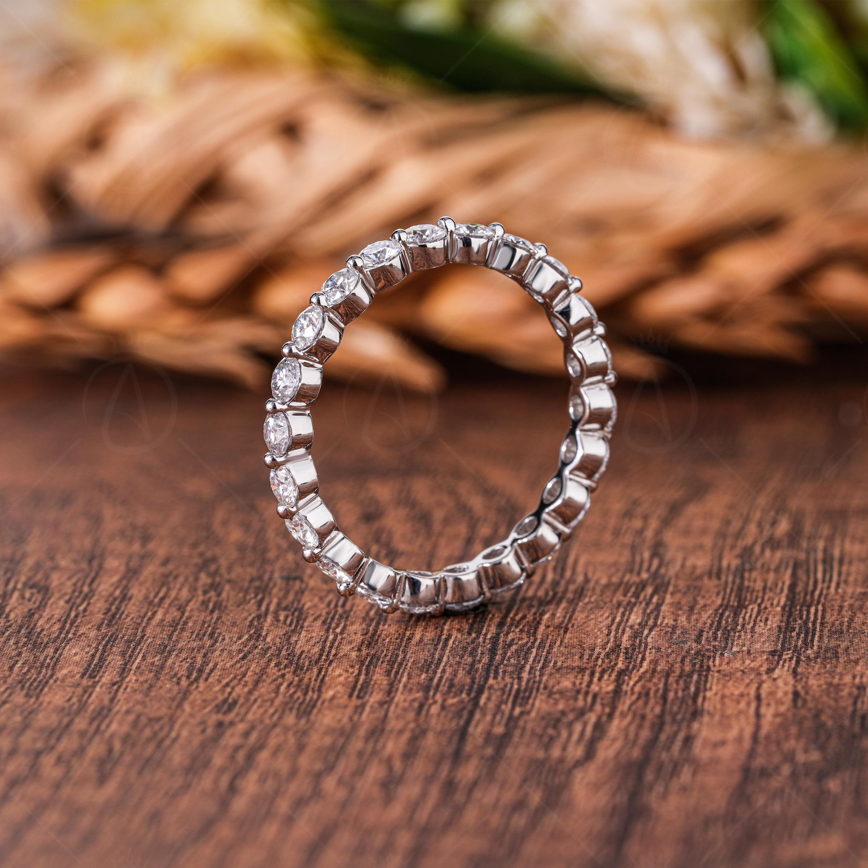 Lab Grown Diamond Wedding Band, 14k Gold Full Eternity Stackable Ring