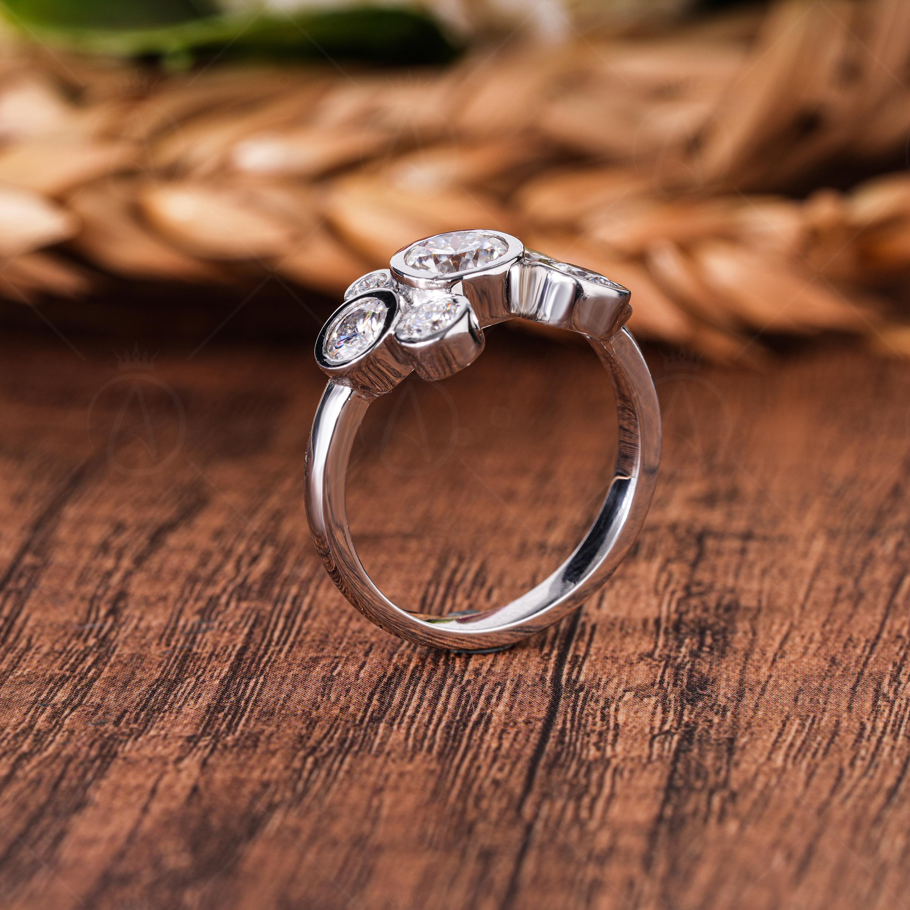 Multi Diamond Bubble Statement Ring Right Hand Lab Grown Diamond Anniversary Rings For Women