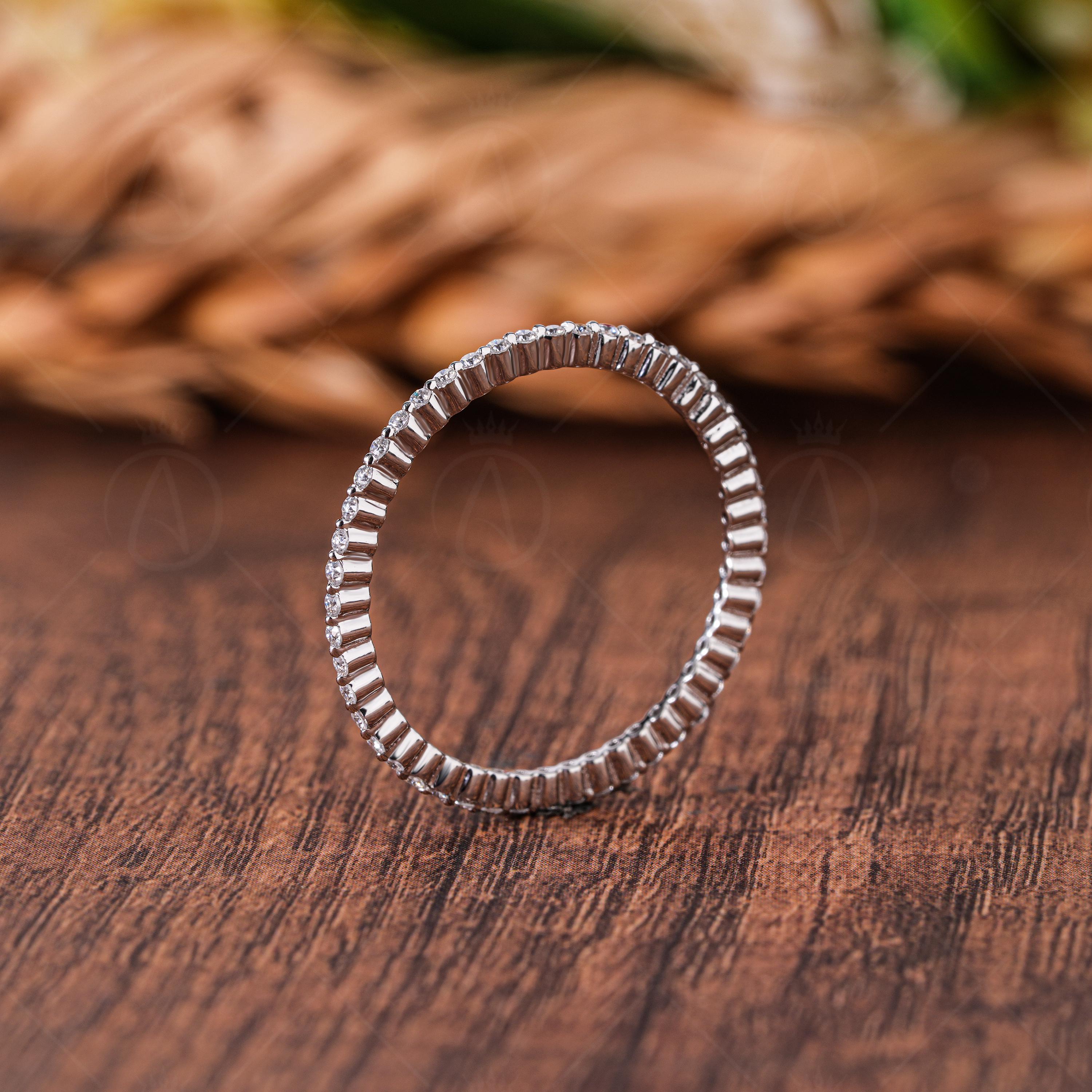Lab Grown Diamond Wedding Band, 14k Gold Full Eternity Stacking Ring