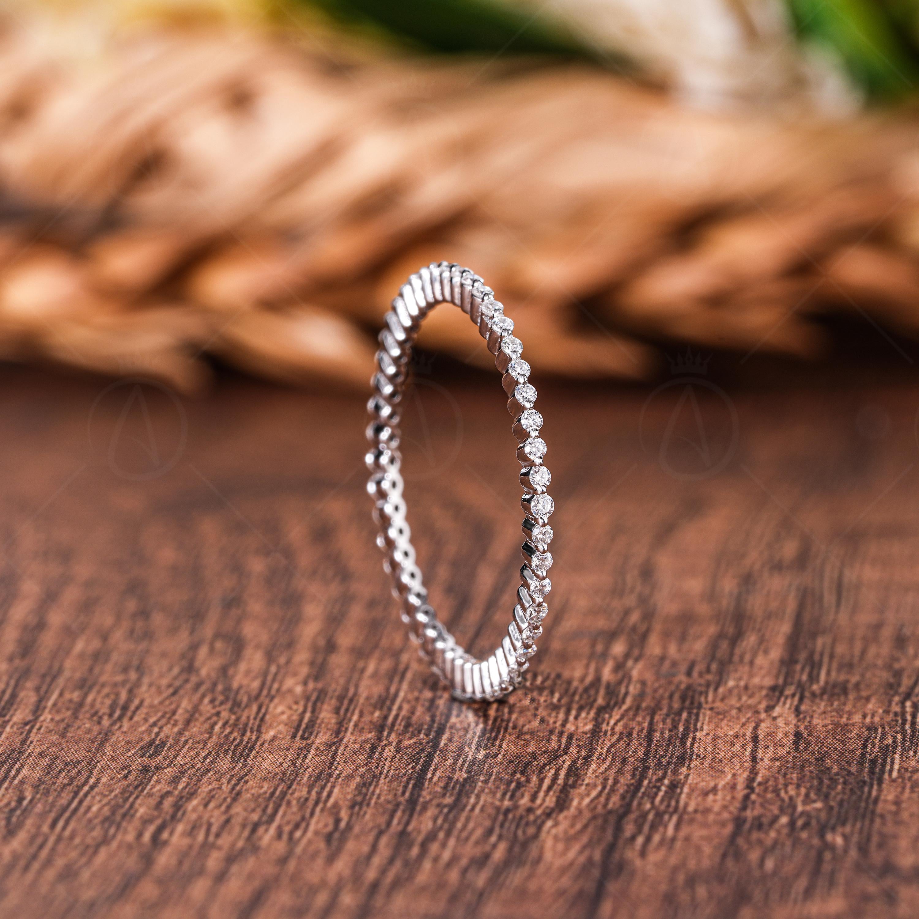 Lab Grown Diamond Wedding Band, 14k Gold Full Eternity Stacking Ring