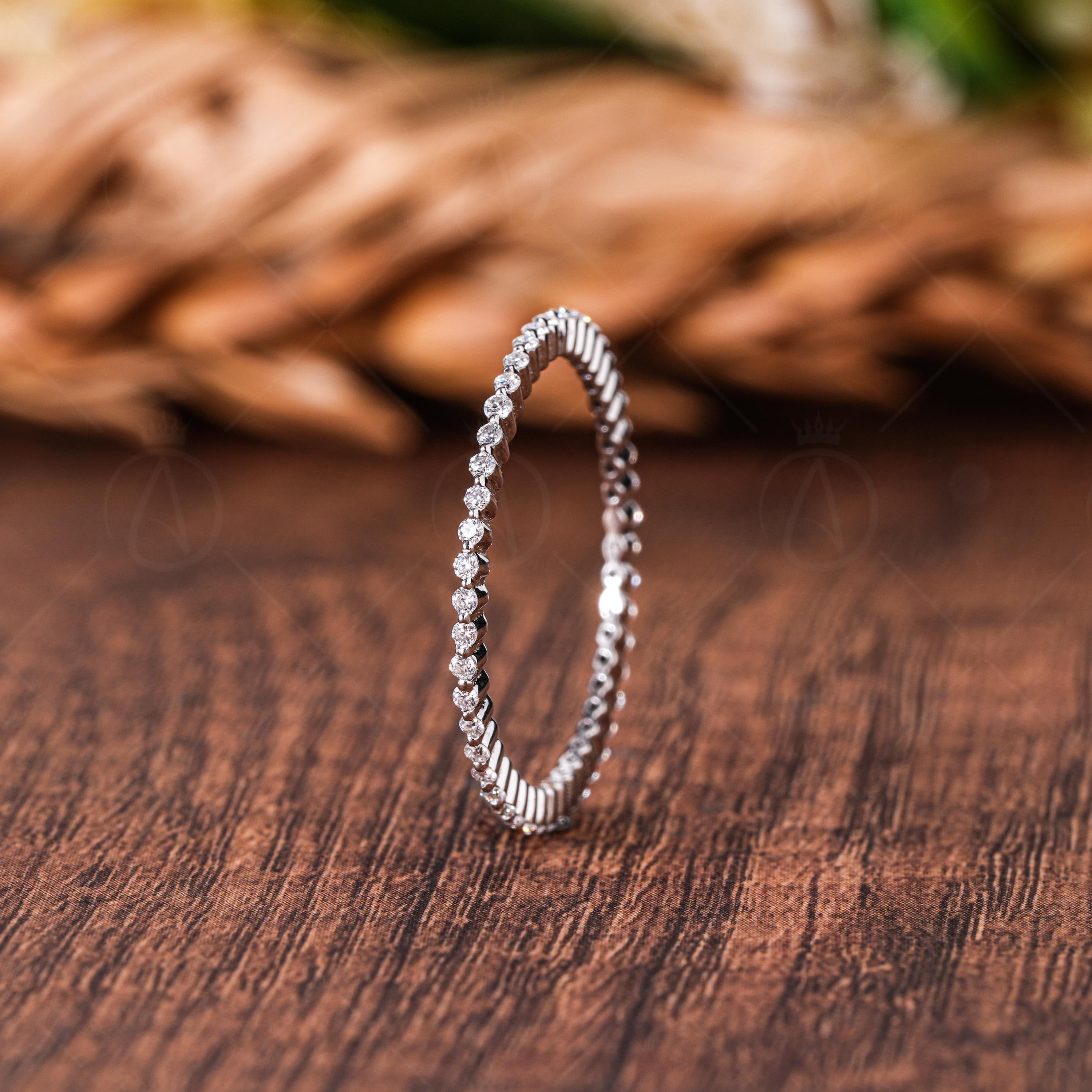 Lab Grown Diamond Wedding Band, 14k Gold Full Eternity Stacking Ring