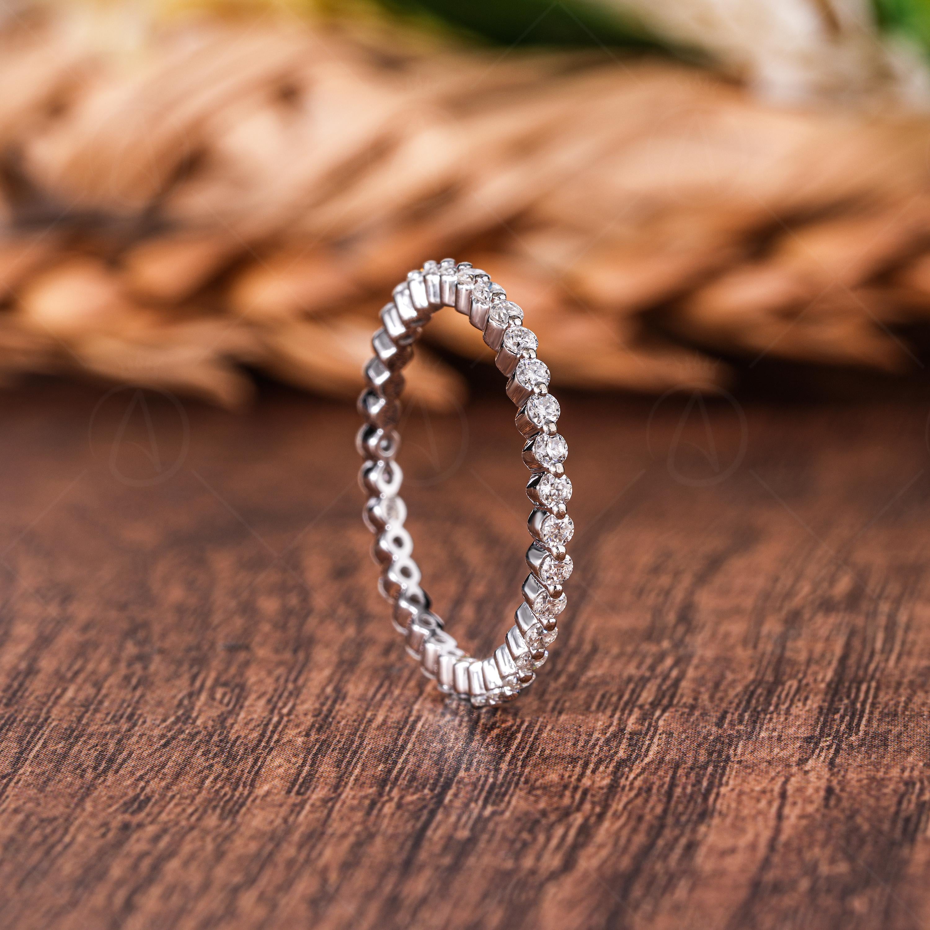 Lab Grown Diamond Eternity Band: 1.50mm Round Cut, 14K White Gold