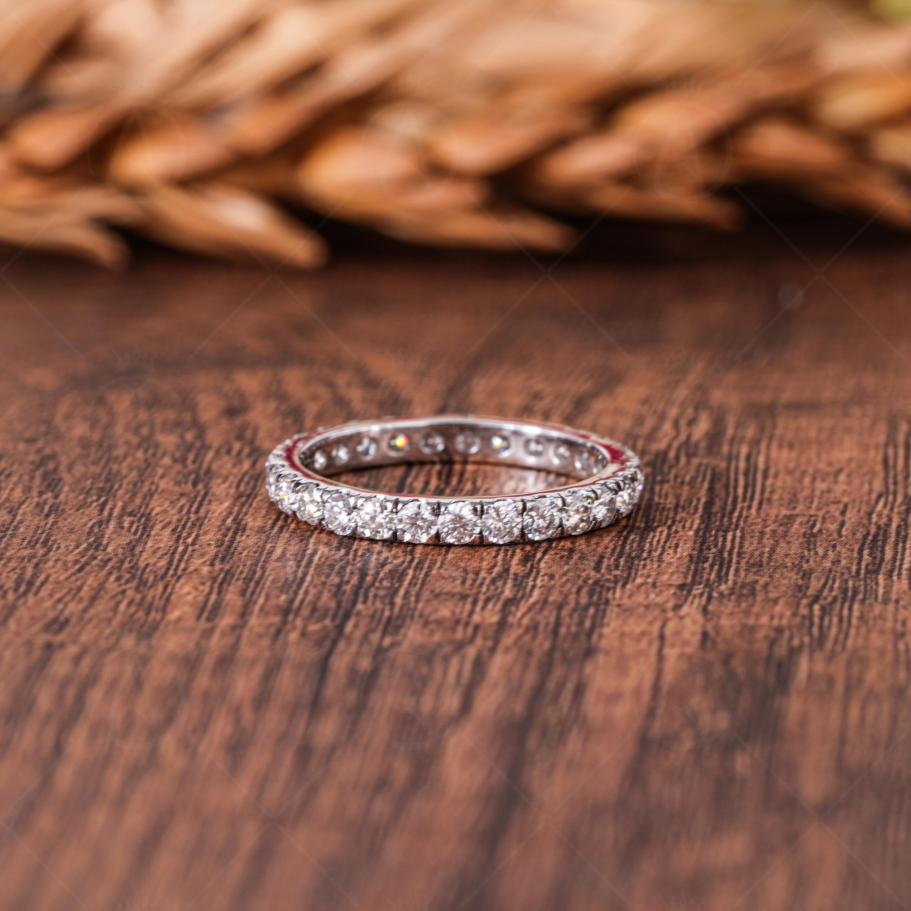 Micro Pave Lab Grown Diamond Eternity Band, 14k Gold Wedding Ring