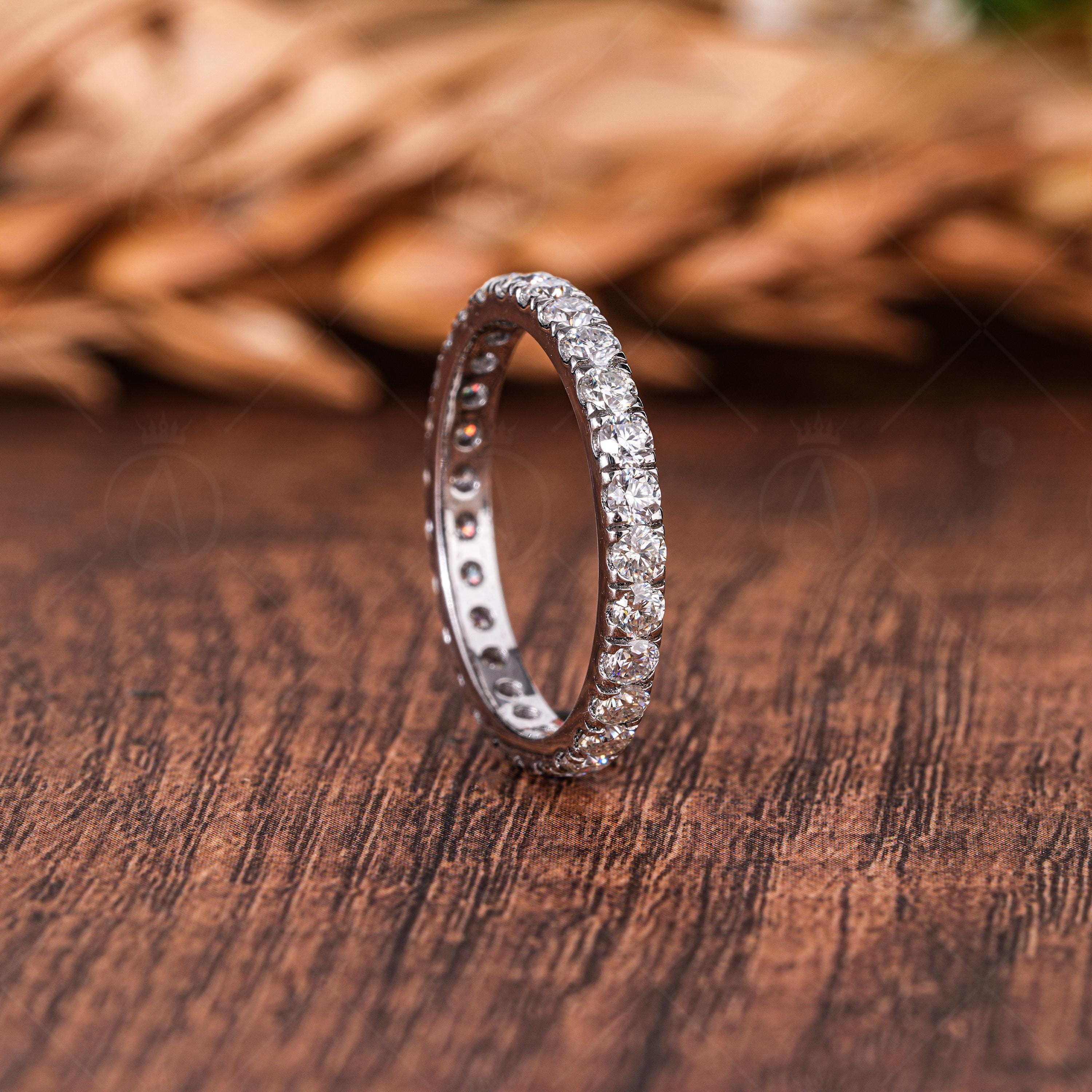 Micro Pave Lab Grown Diamond Eternity Band, 14k Gold Wedding Ring