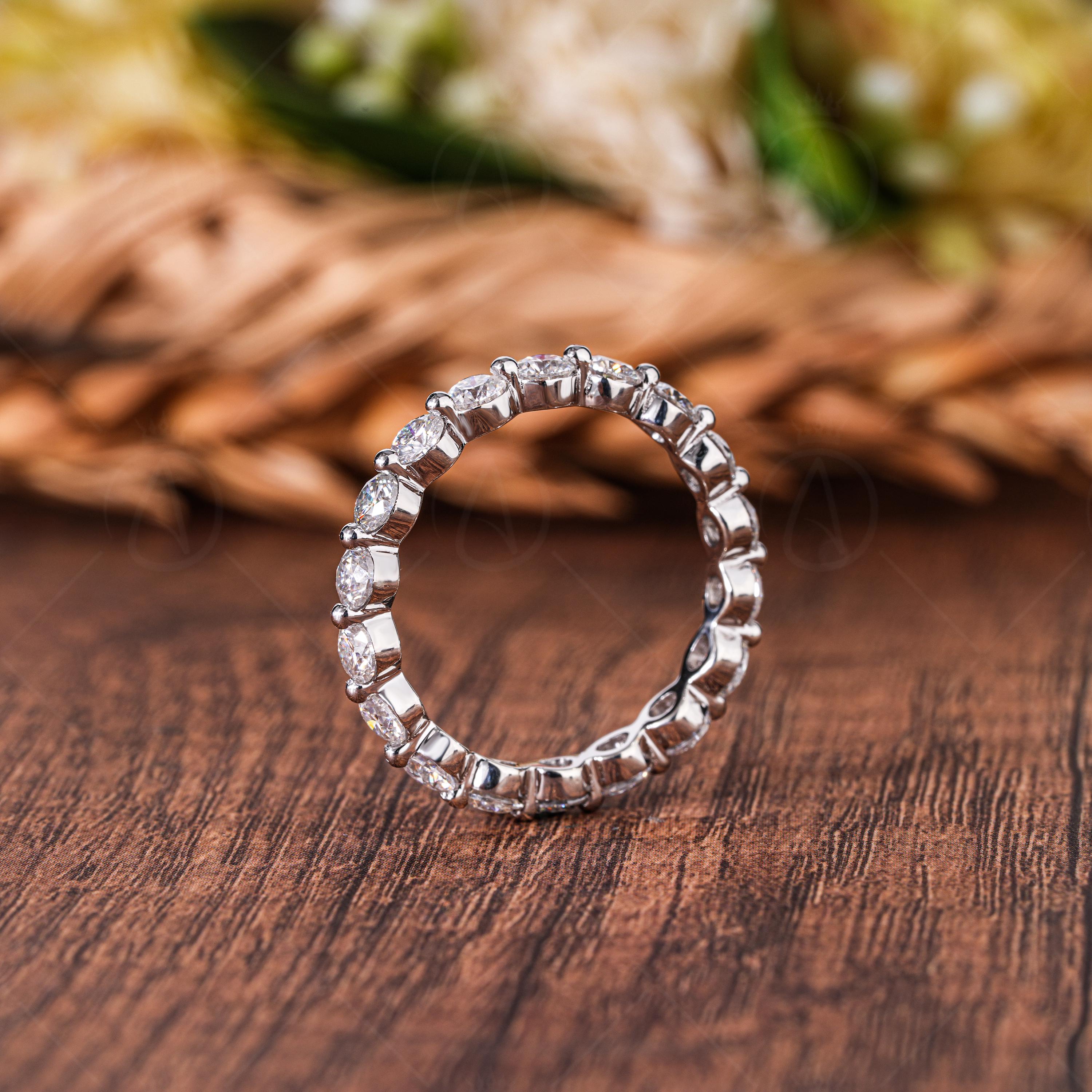 3mm Lab Grown Diamond Wedding Band, Full Eternity Stacking Ring