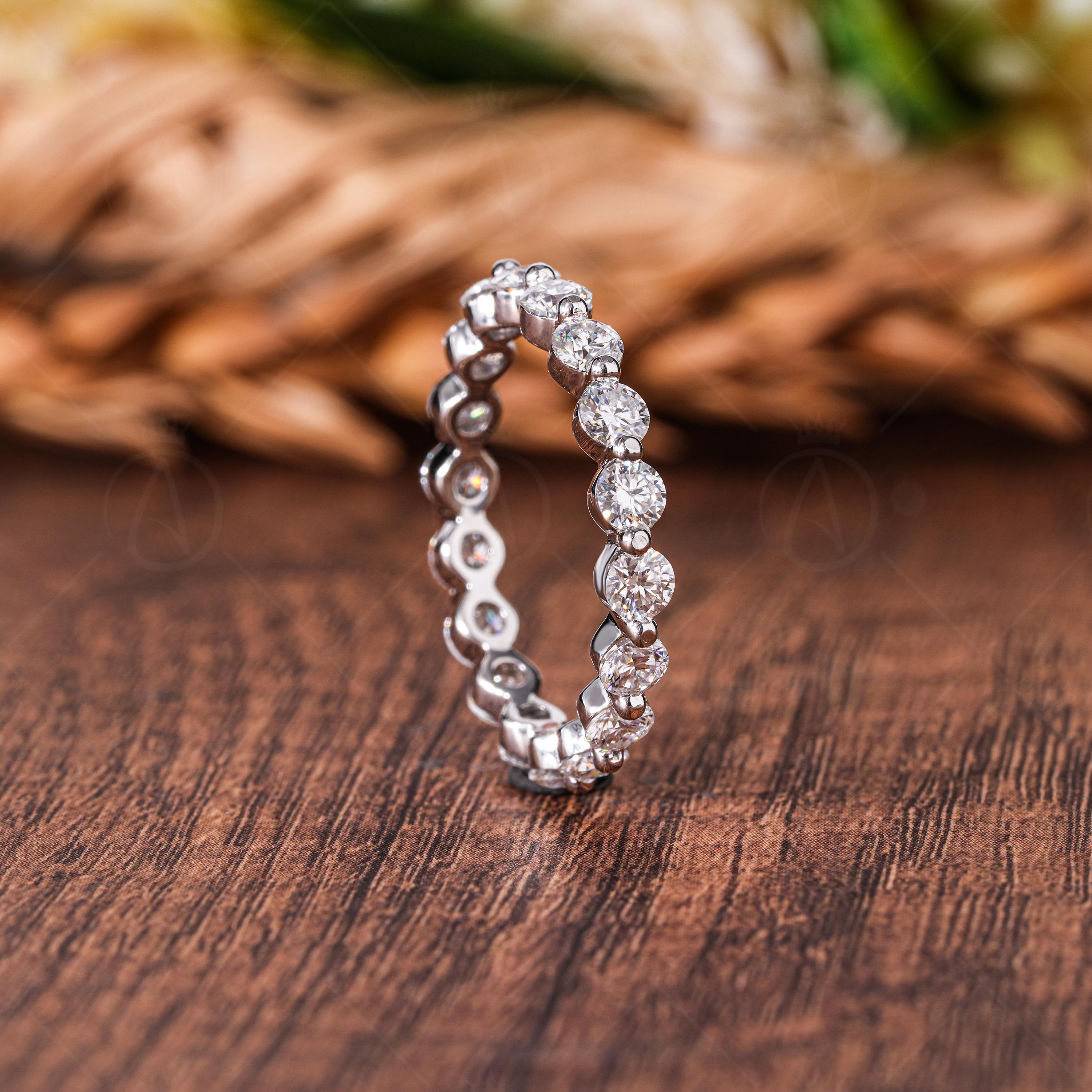 3mm Lab Grown Diamond Wedding Band, Full Eternity Stacking Ring