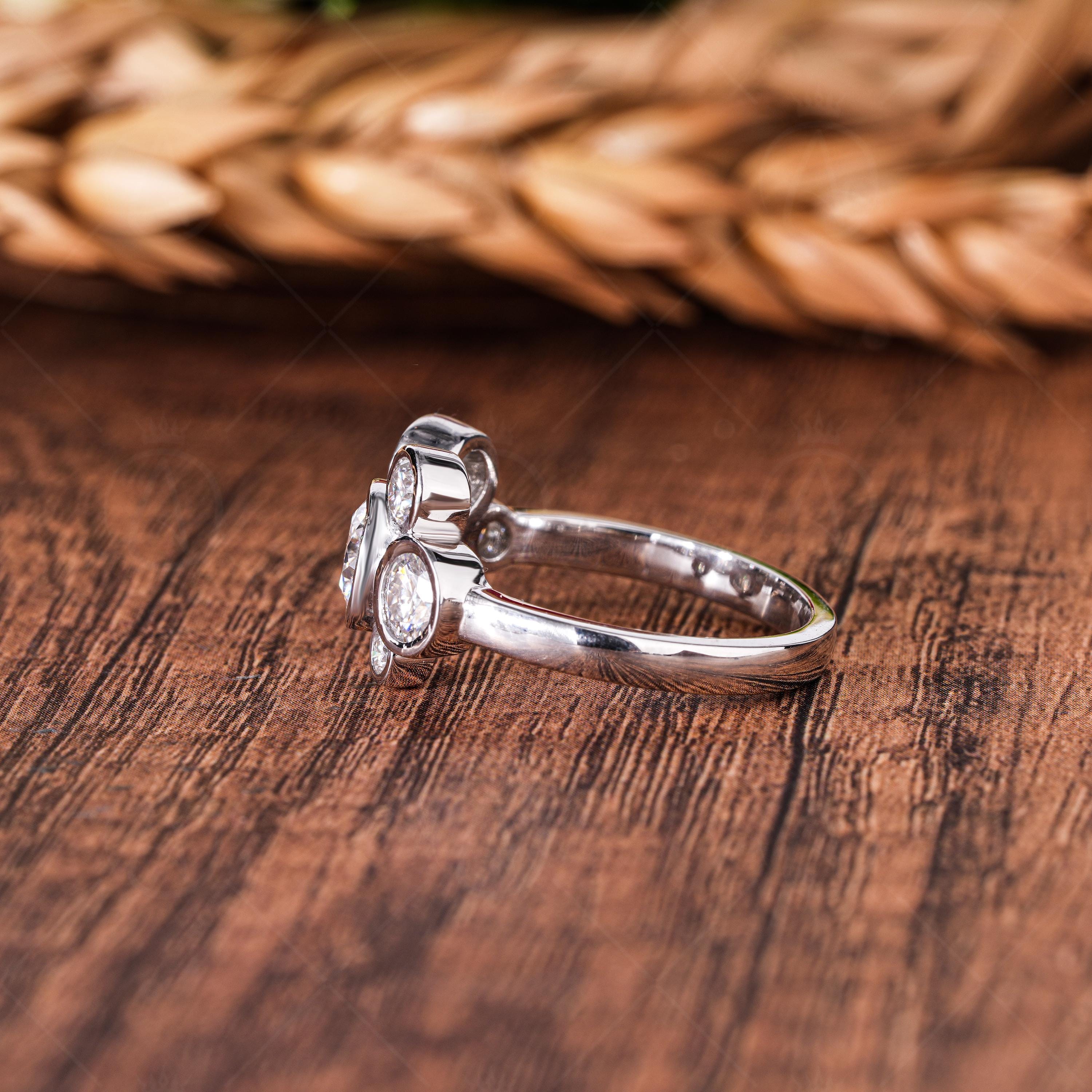 Multi Diamond Bubble Statement Ring Right Hand Lab Grown Diamond Anniversary Rings For Women