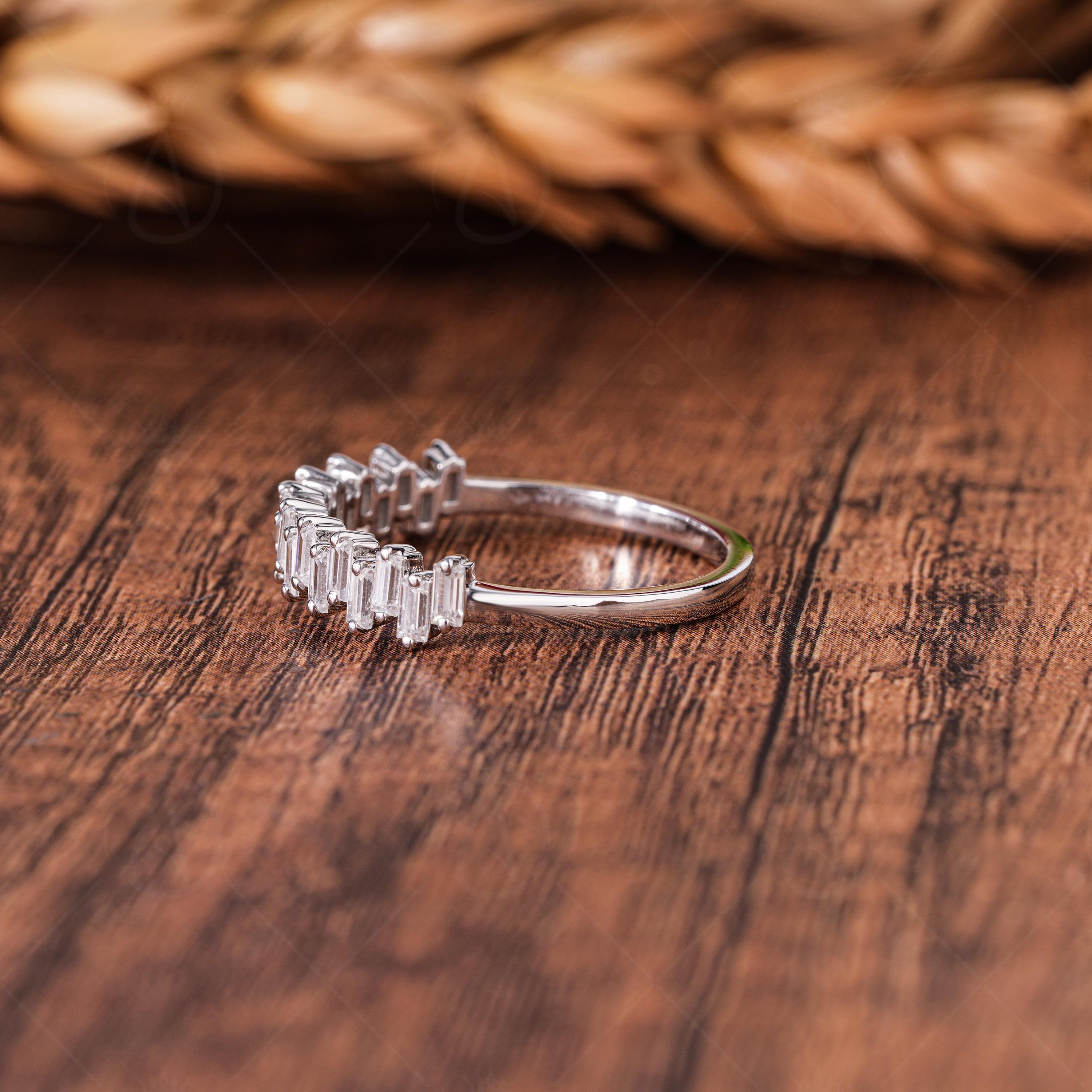 Lab Grown Diamond Baguette Zig Zag Wedding Ring, 14k Gold