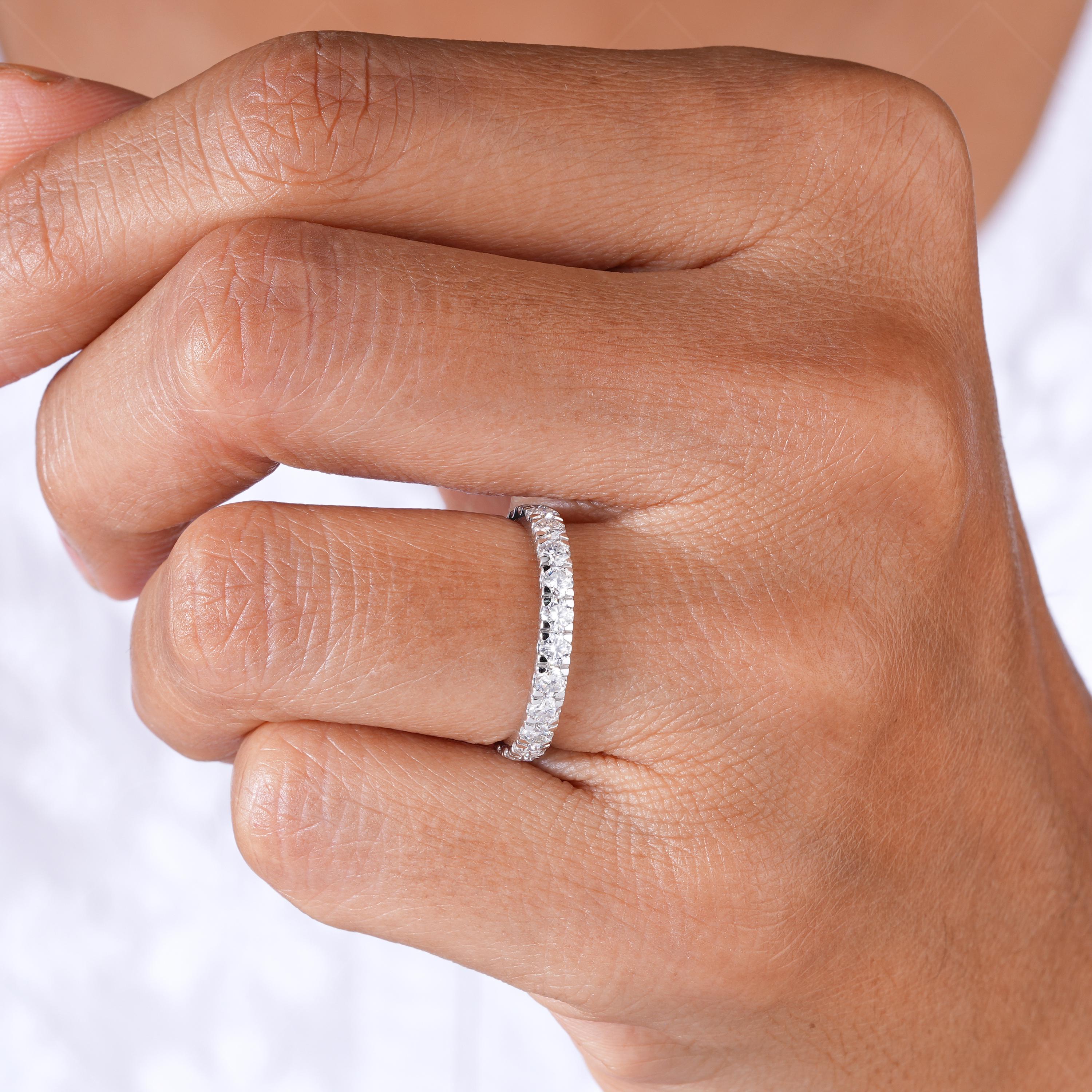 Lab Grown Diamond Eternity Band, Pave Set Round Cut Anniversary Ring