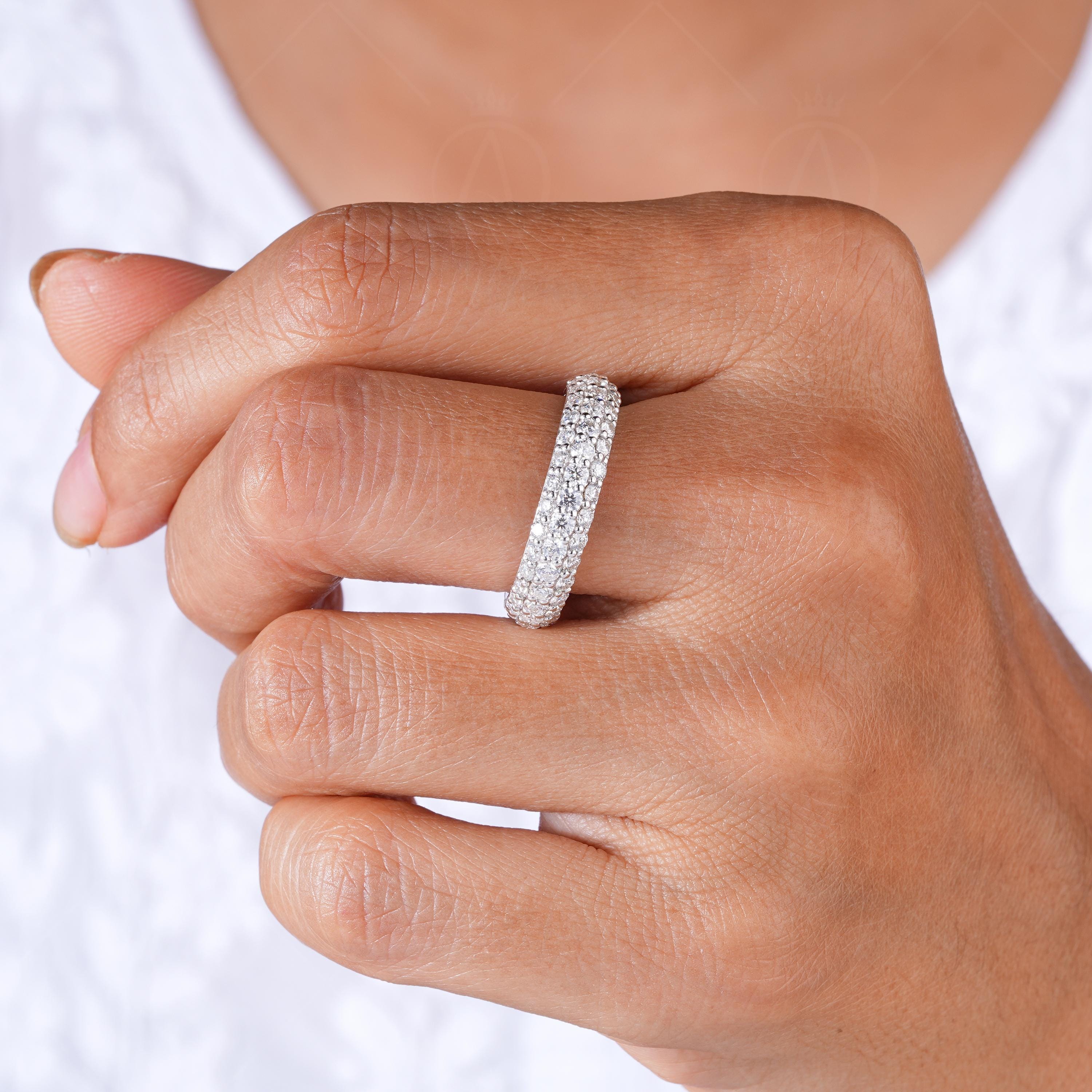 Lab Grown Diamond Eternity Band, 14k White Gold Anniversary Ring
