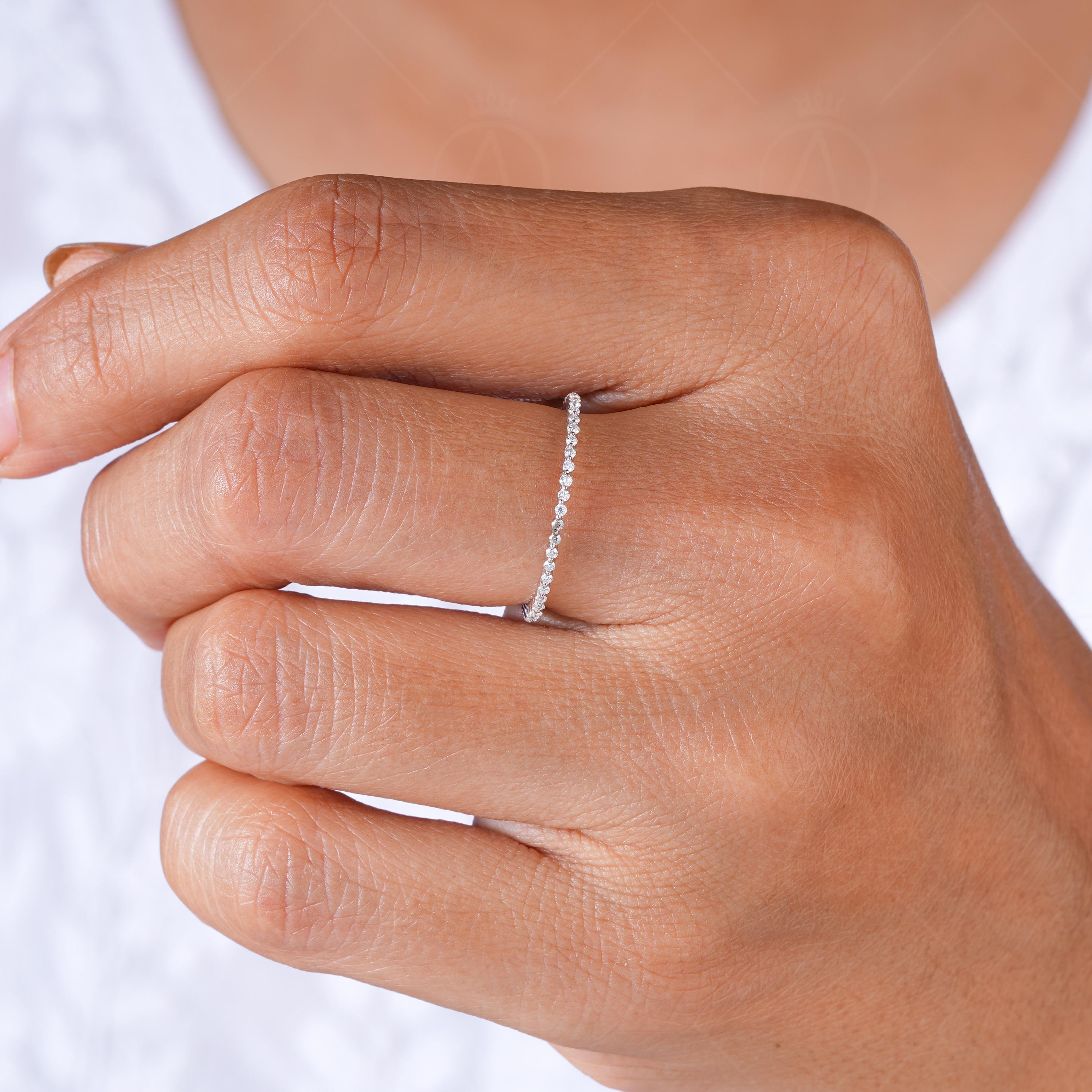 Lab Grown Diamond Wedding Band, 14k Gold Full Eternity Stacking Ring