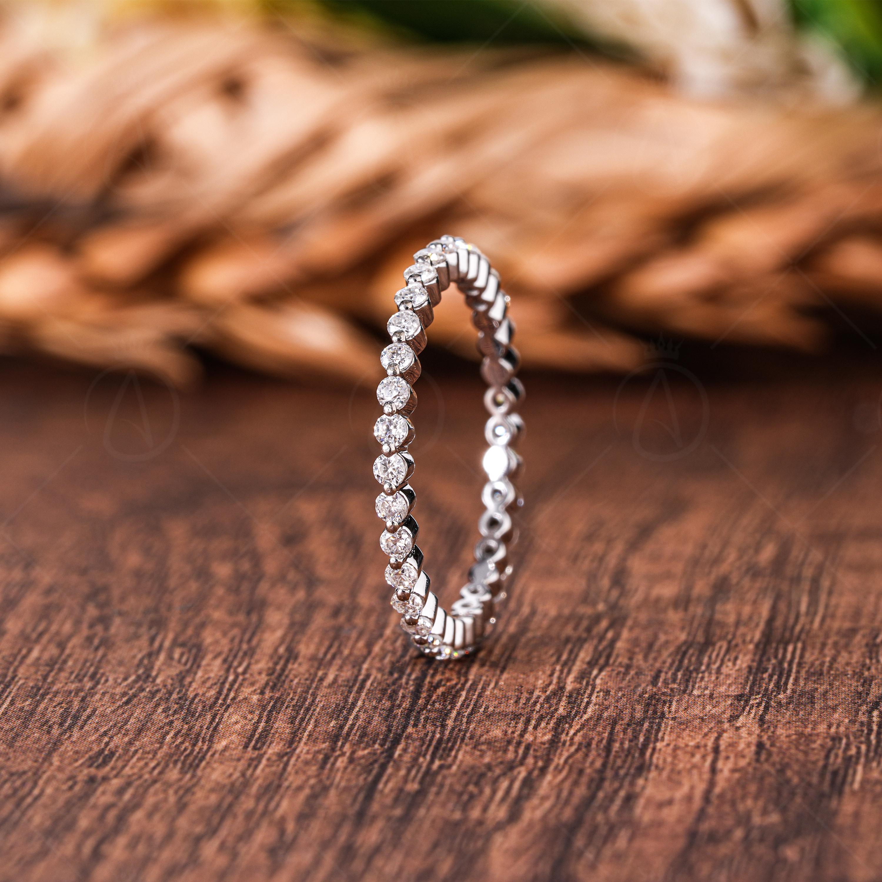 Lab Grown Diamond Eternity Band: 1.50mm Round Cut, 14K White Gold