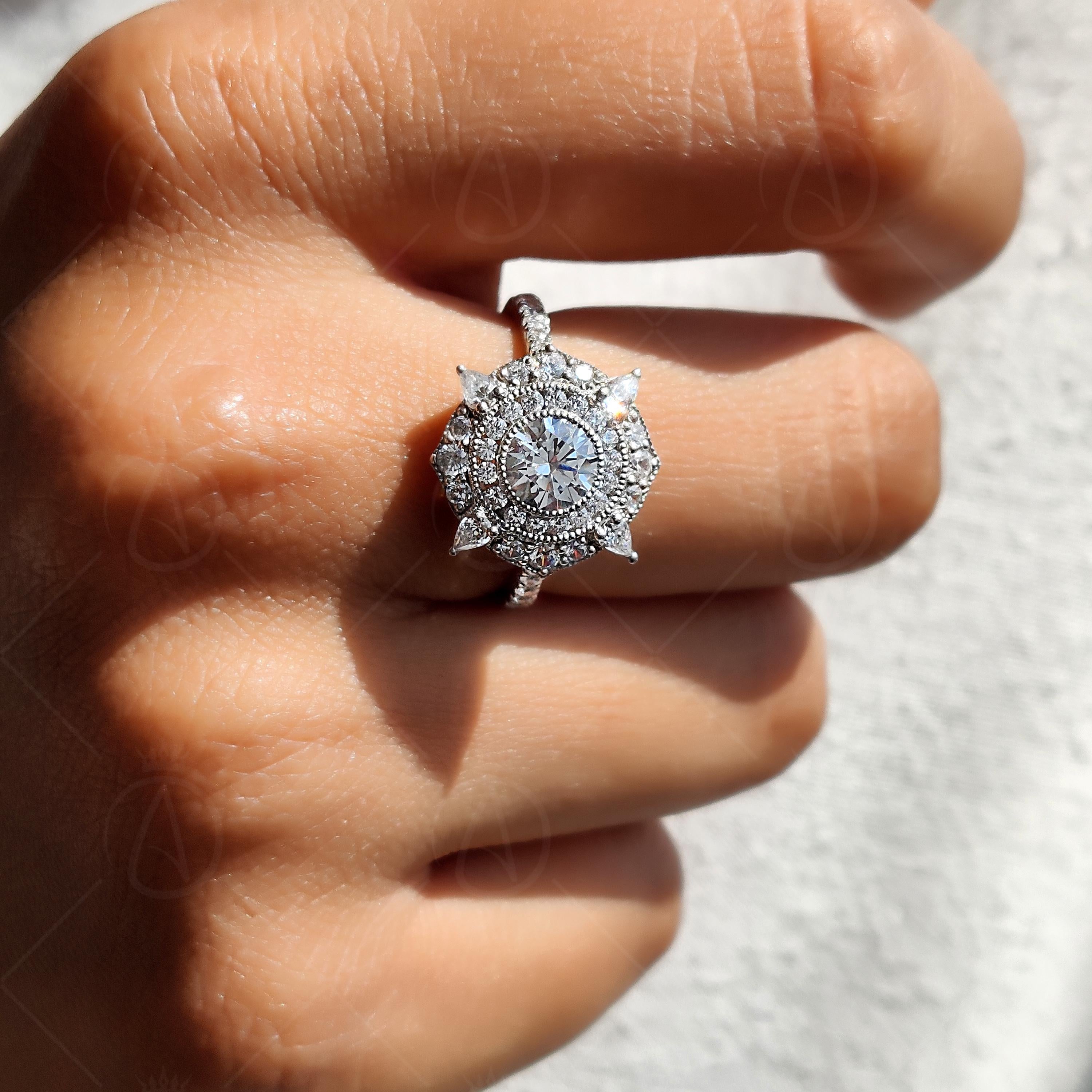 Antique Art Deco Double Halo Engagement Ring