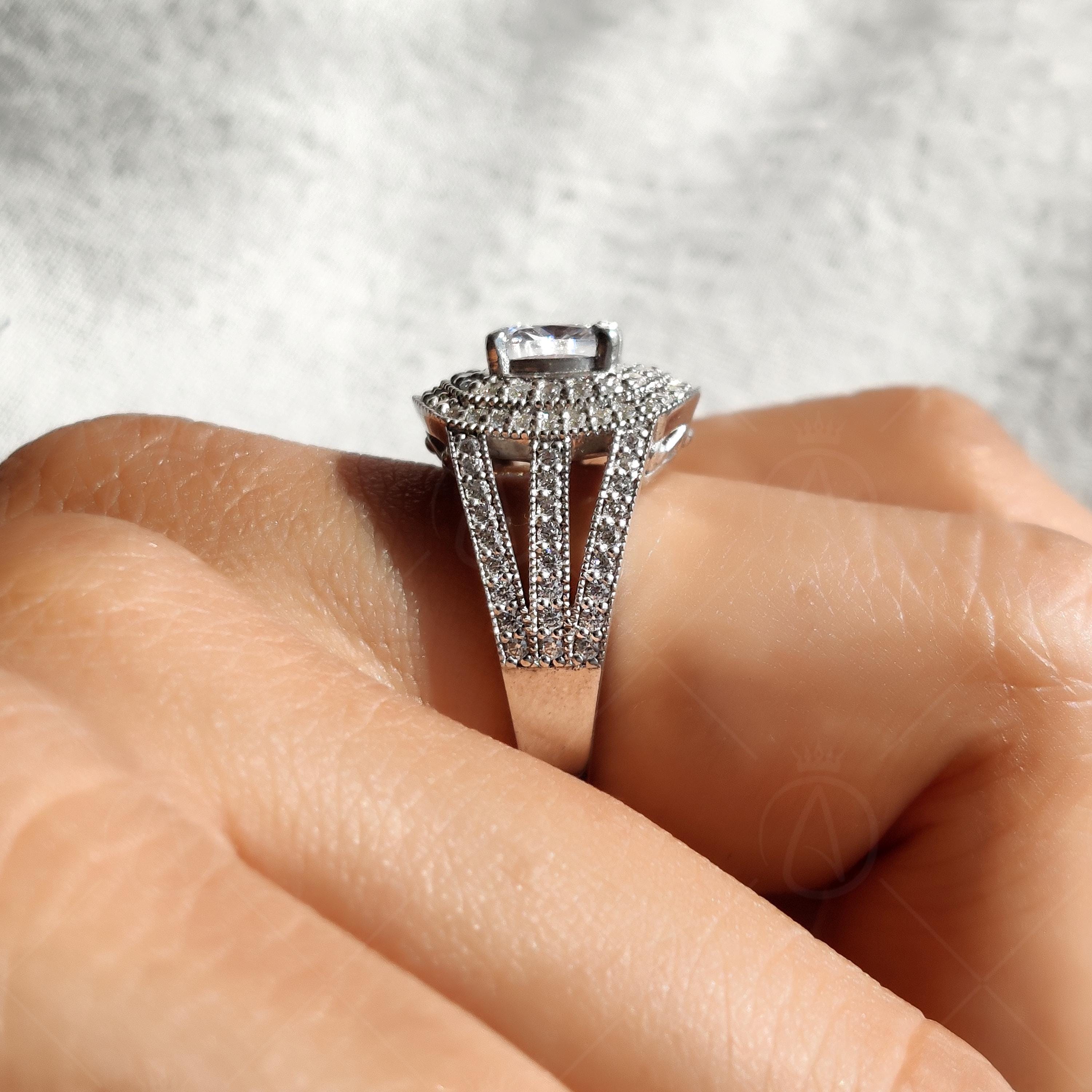 Cushion Double Halo Cushion Cut Vintage Engagement Ring