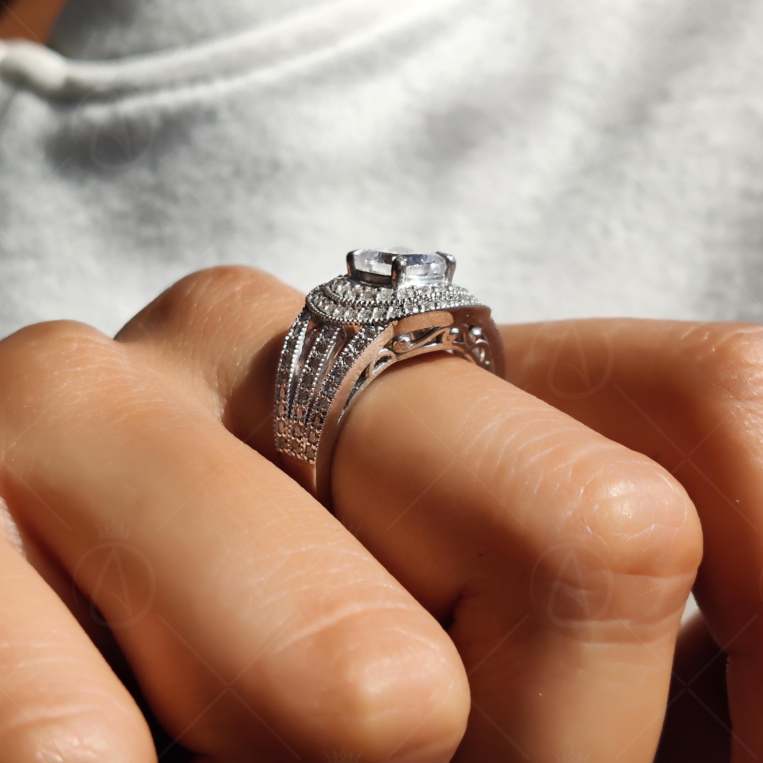 Cushion Double Halo Cushion Cut Vintage Engagement Ring