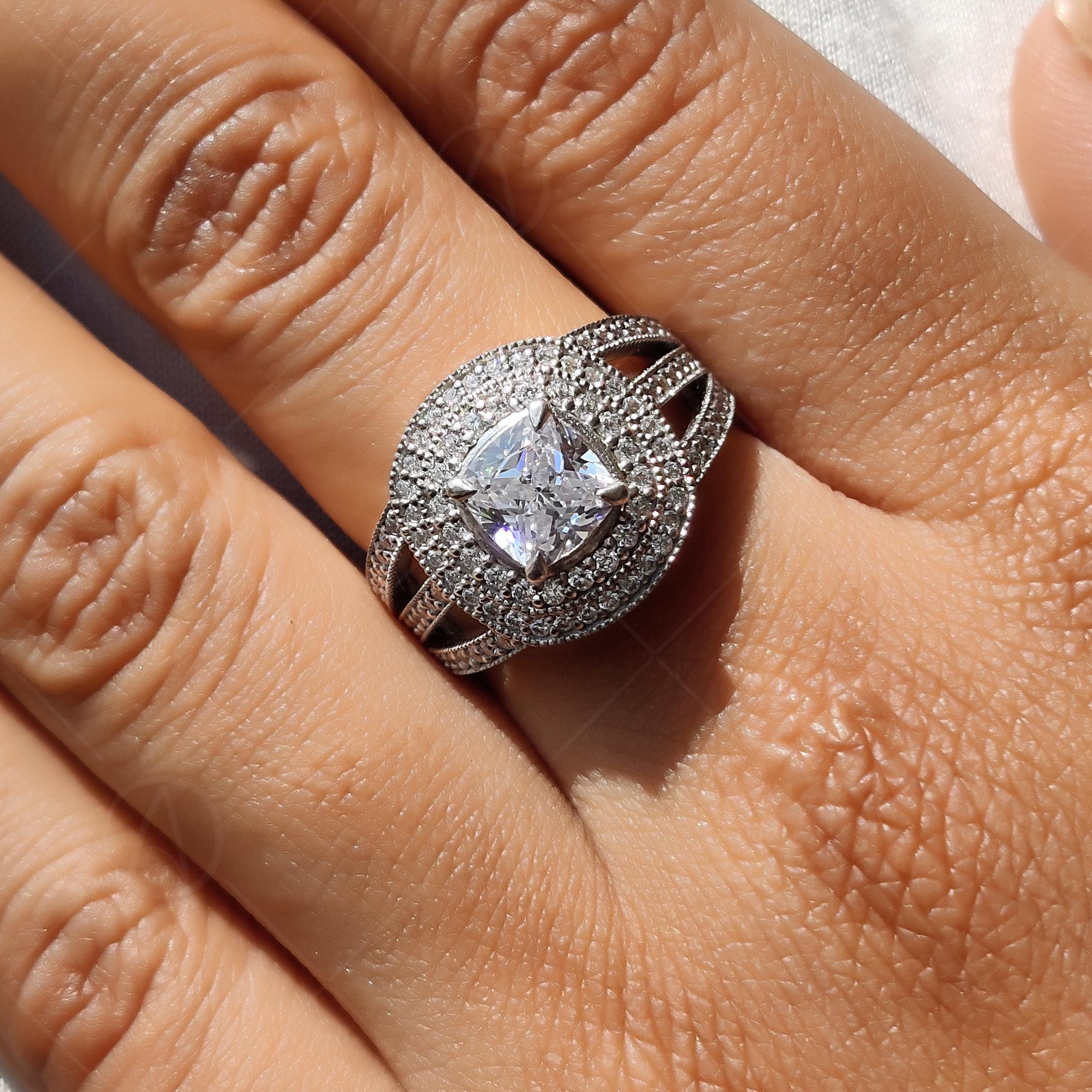 Cushion Double Halo Cushion Cut Vintage Engagement Ring