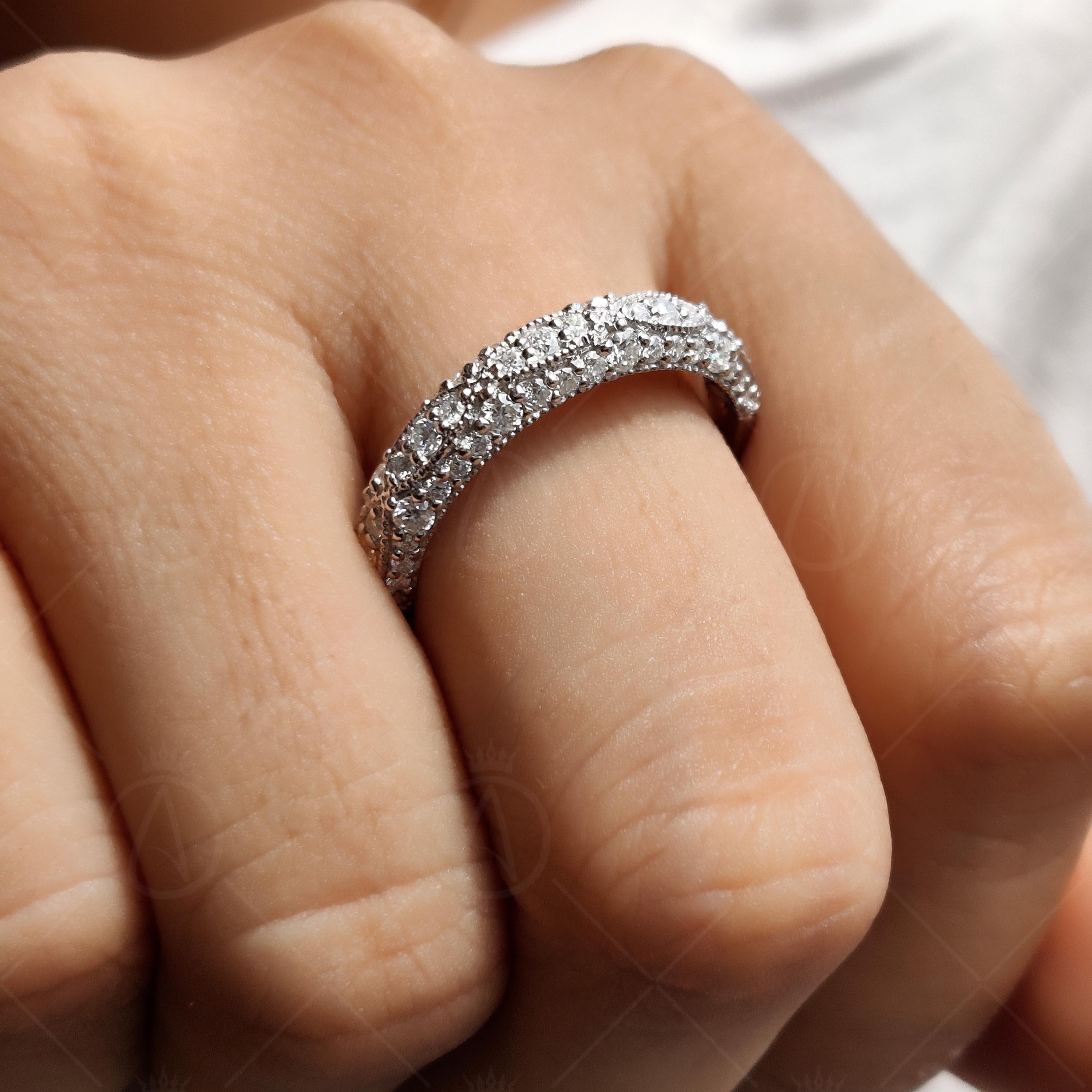 Milgrain Half Eternity Antique Art Deco Wedding Band