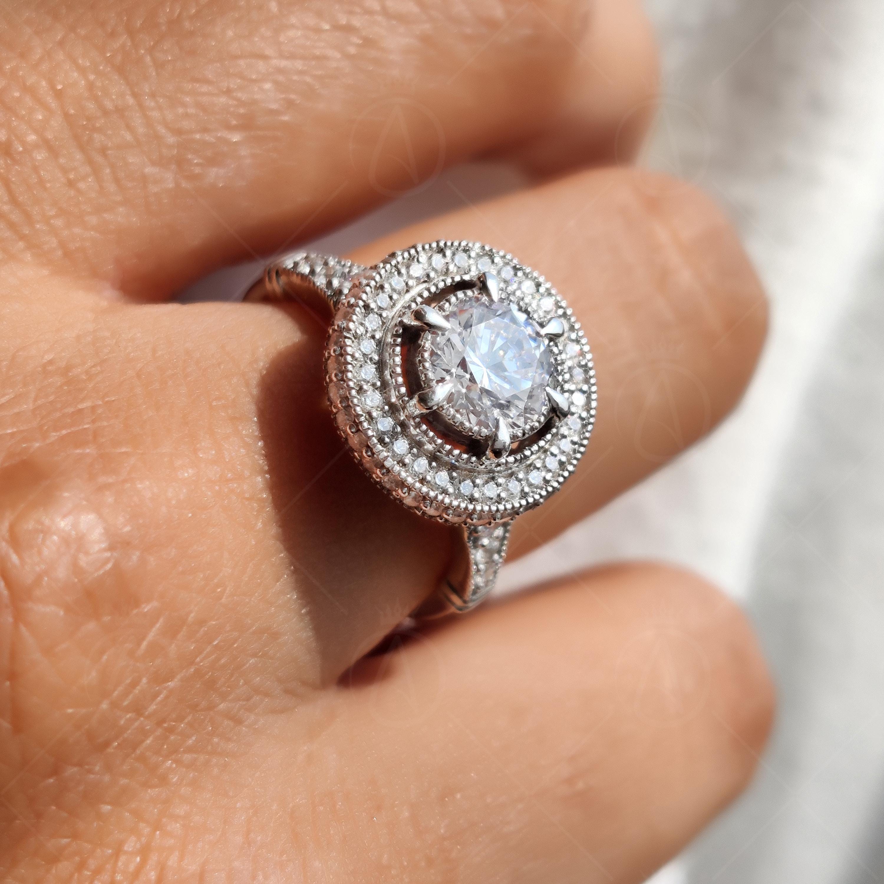 1930s Vintage Filigree Halo Engagement Ring