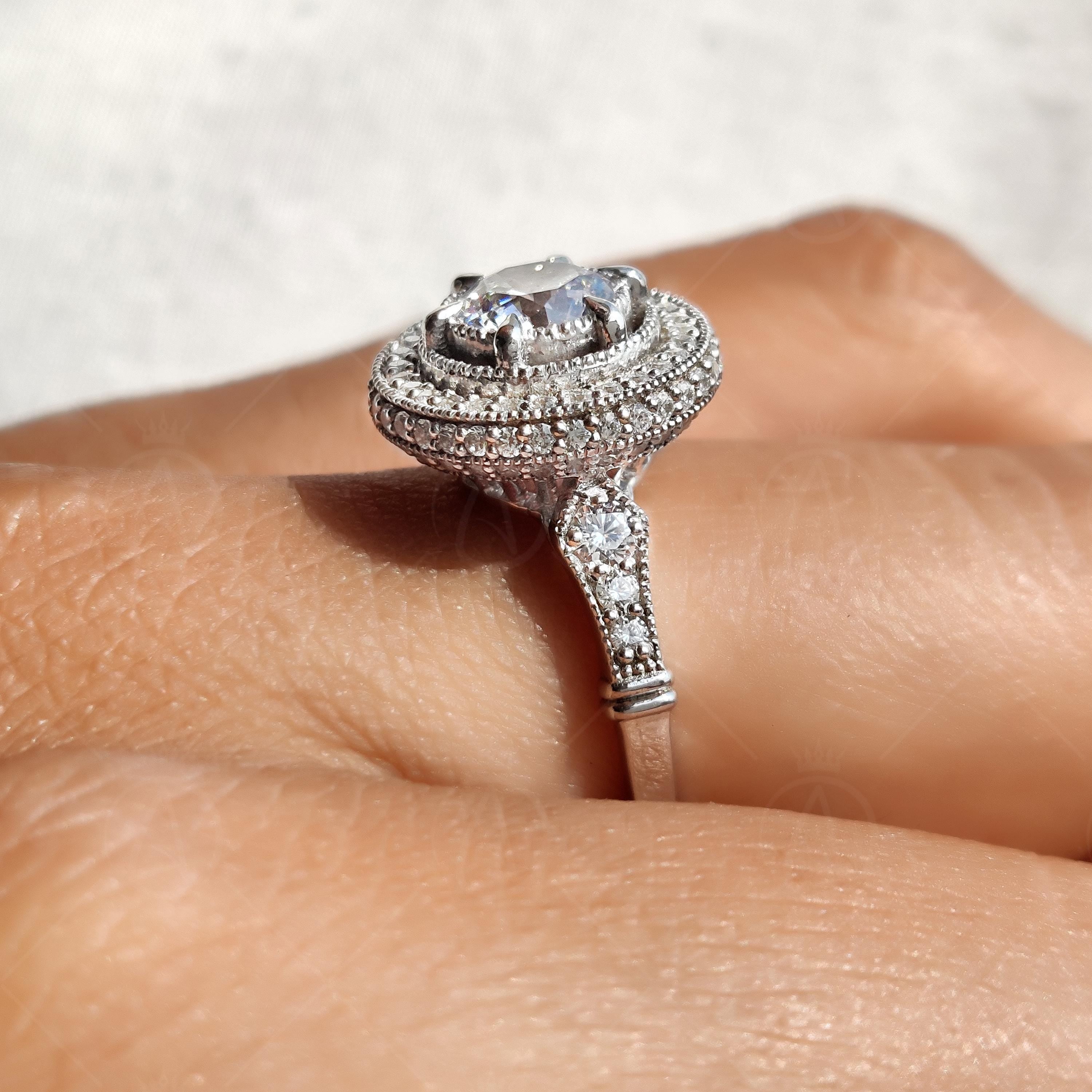 1930s Vintage Filigree Halo Engagement Ring