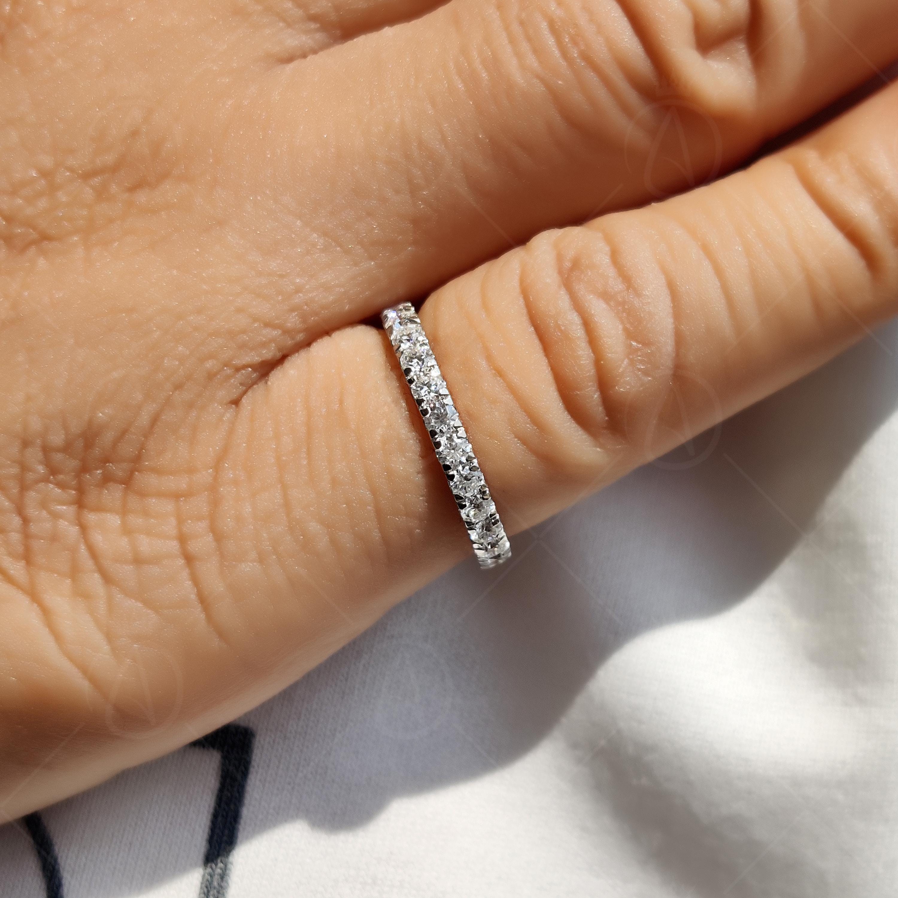 Micro Pave Lab Grown Diamond Eternity Band, 14k Gold Wedding Ring