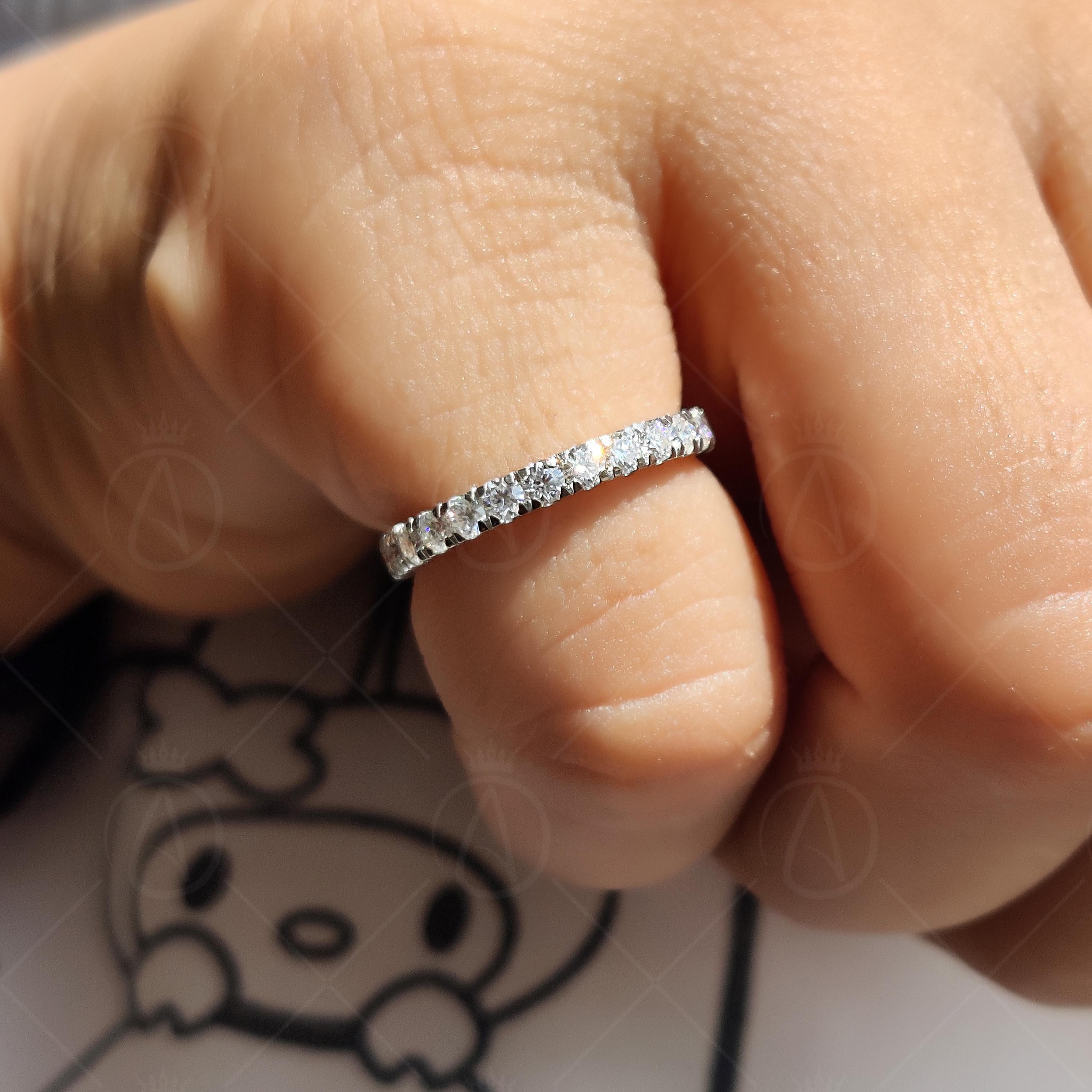 Micro Pave Lab Grown Diamond Eternity Band, 14k Gold Wedding Ring