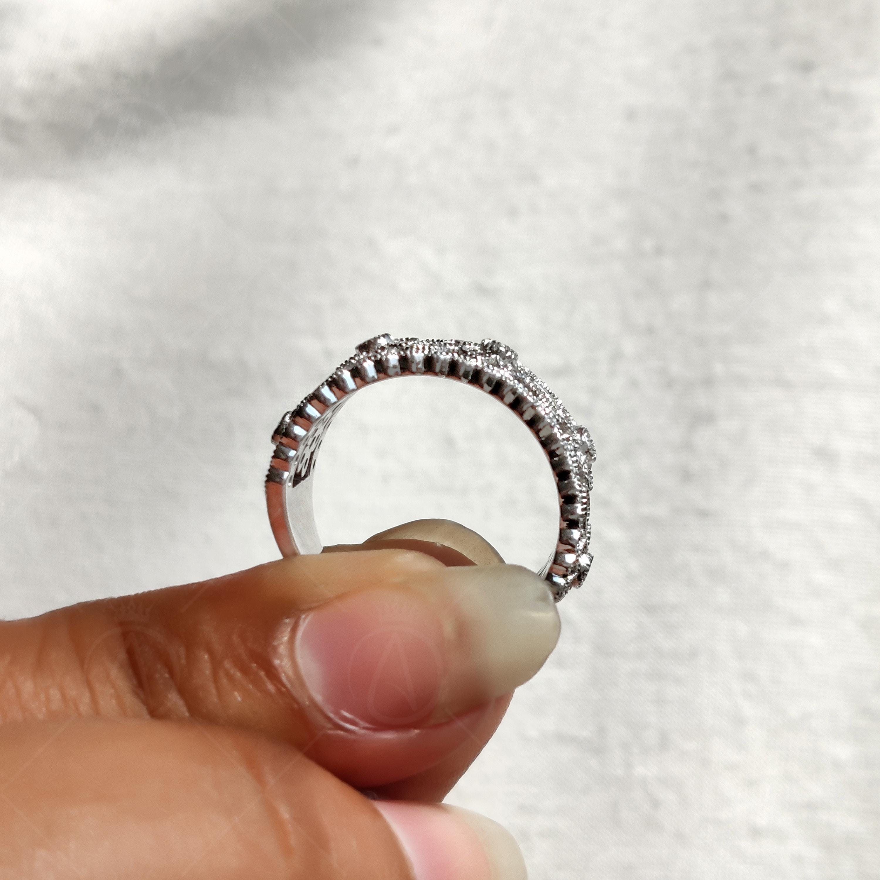 Vintage Floral Nature Inspired Wide Wedding Band
