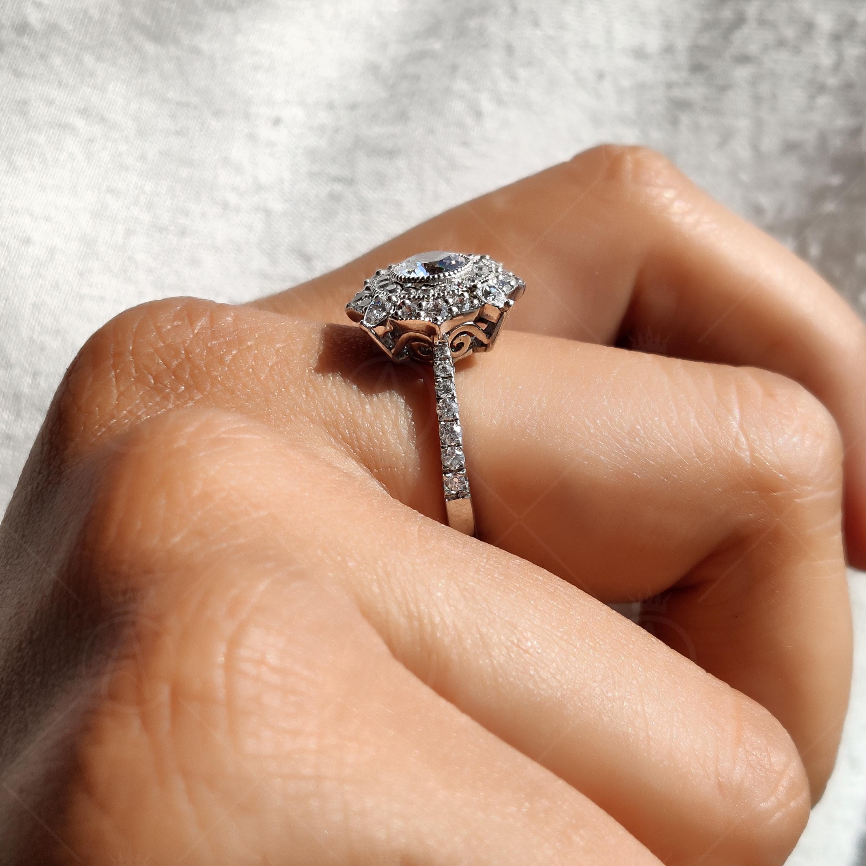 Antique Art Deco Double Halo Engagement Ring