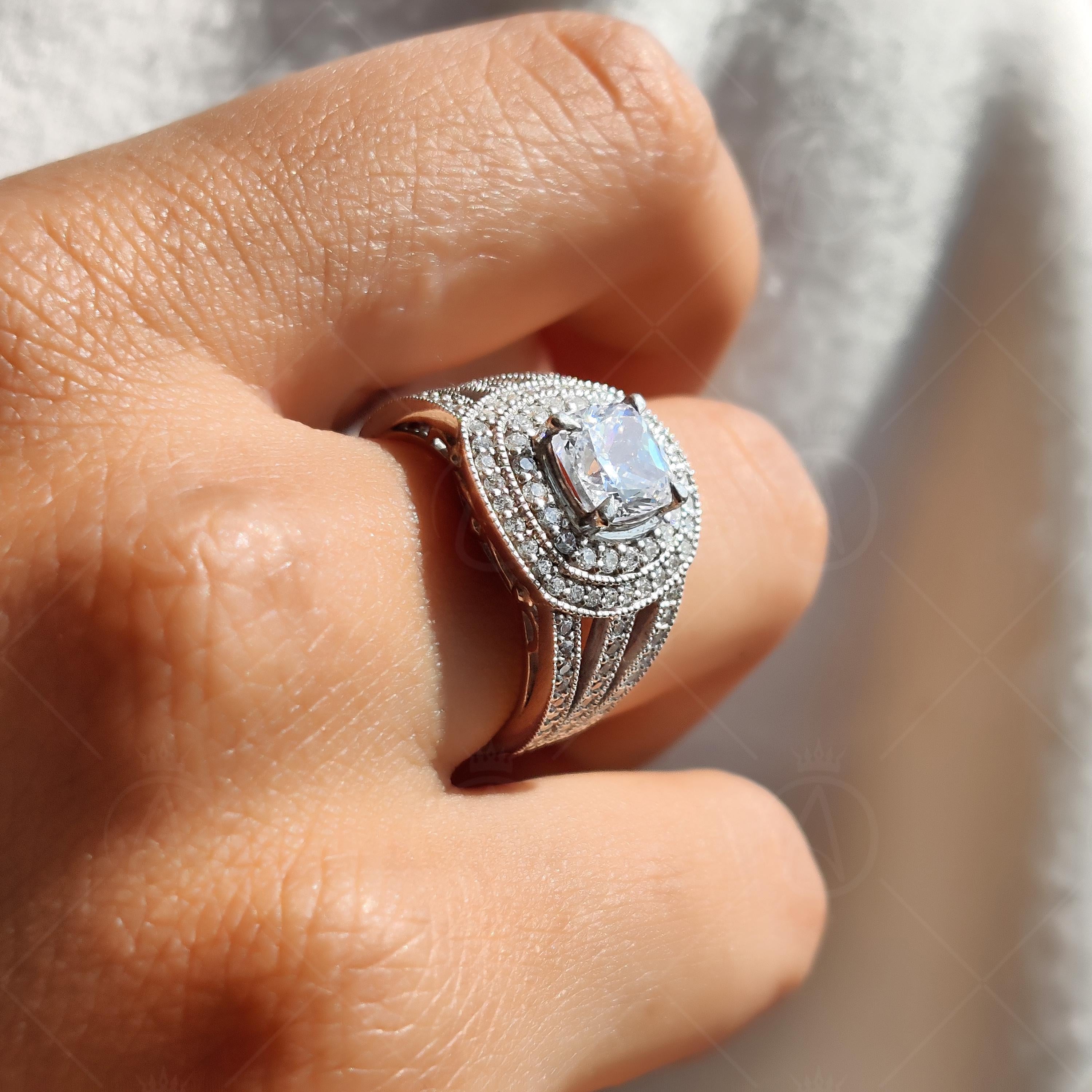 Cushion Double Halo Cushion Cut Vintage Engagement Ring