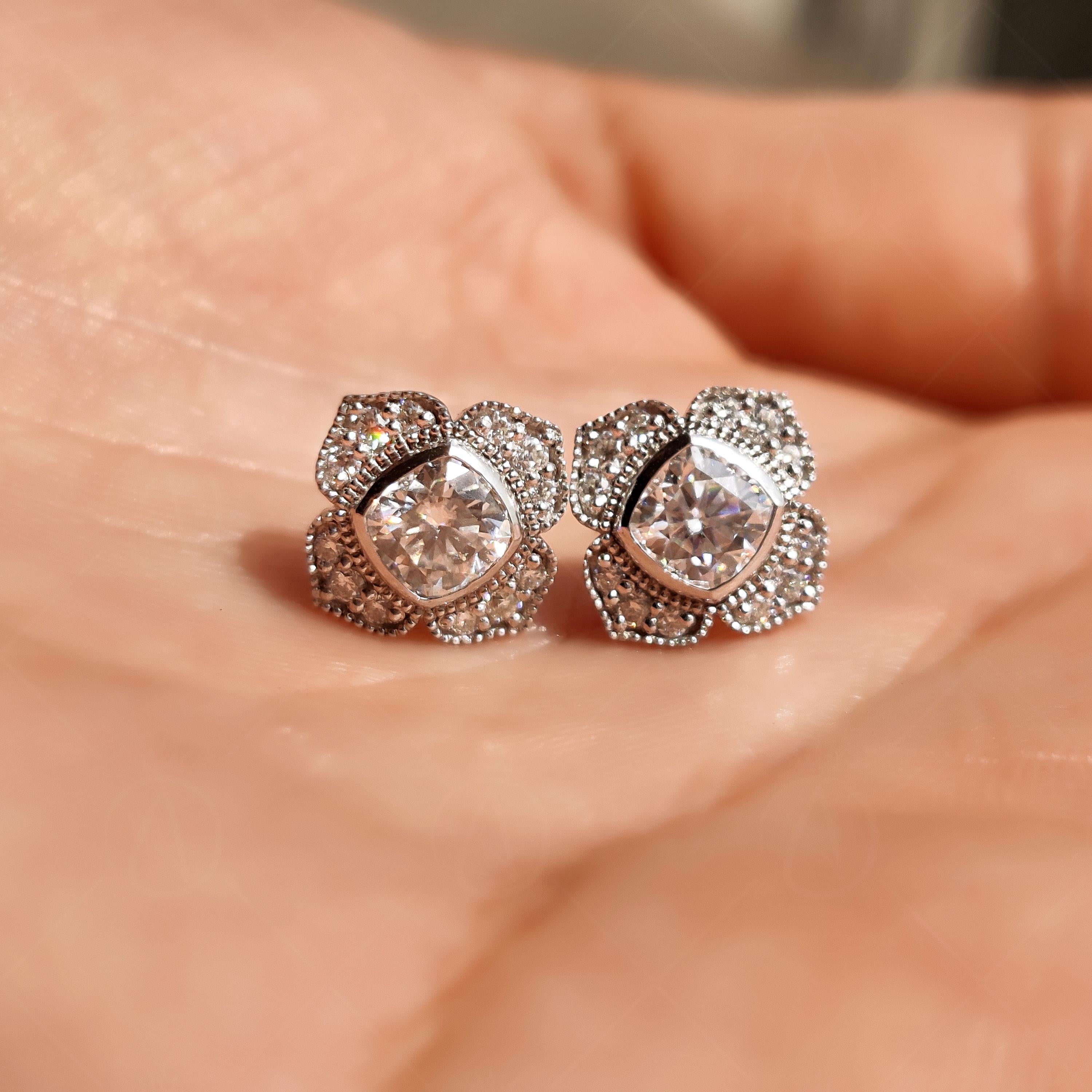 Nature Inspired Floral Moissanite Stud Earrings