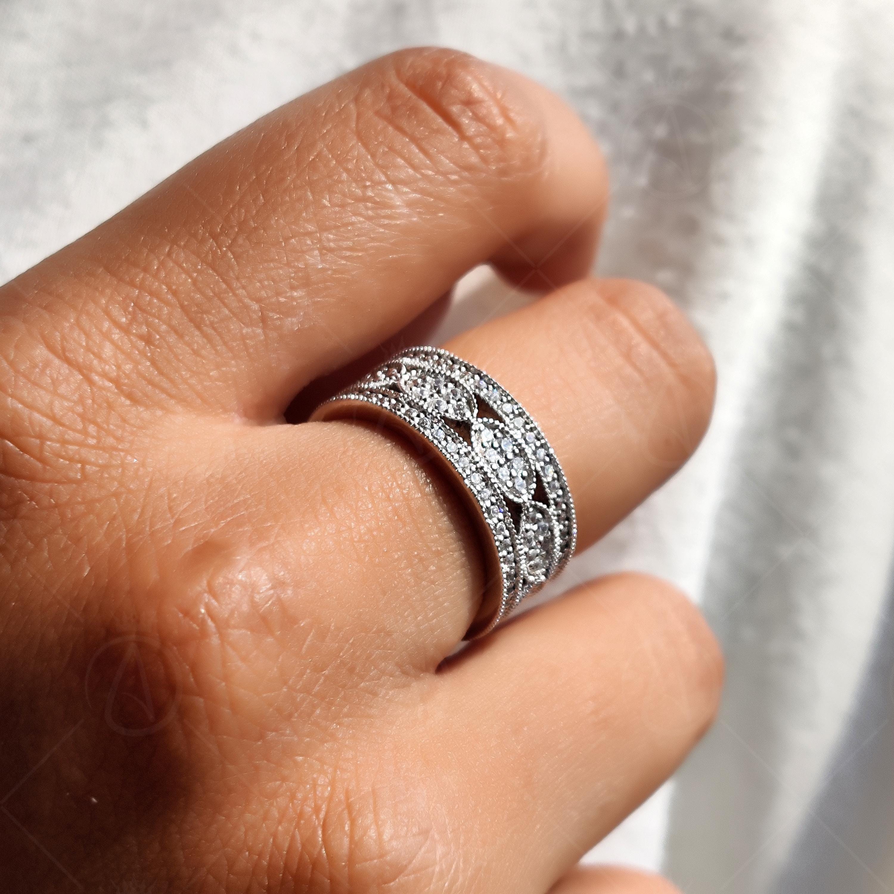 Vintage Filigree Wide Full Eternity Wedding Band