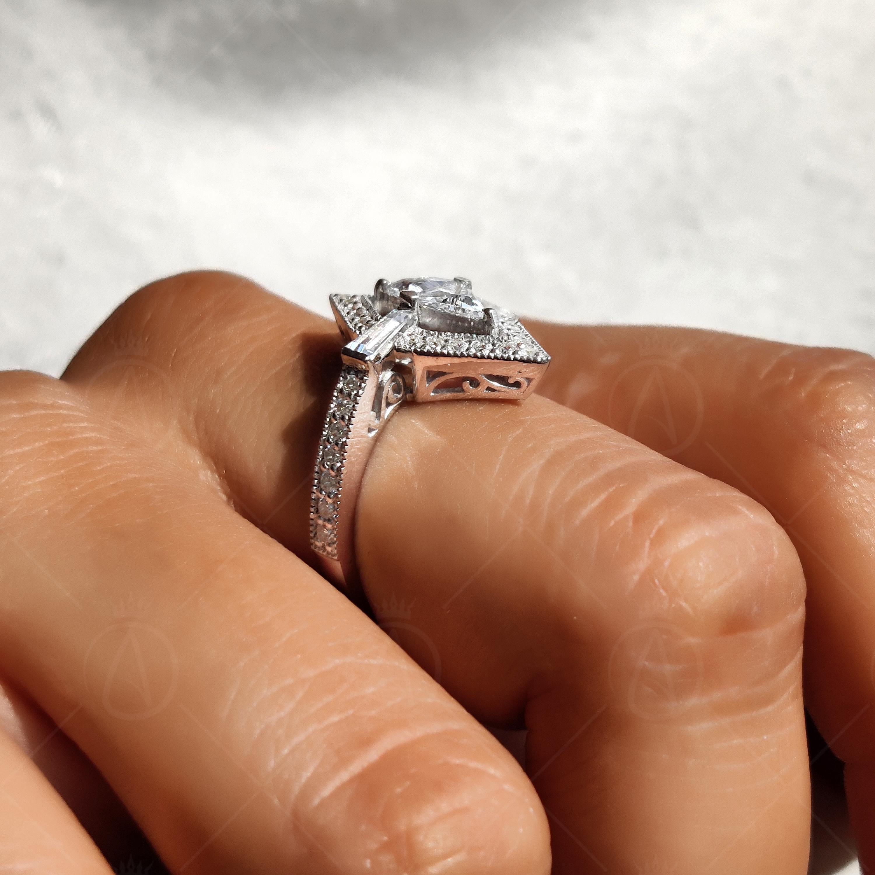 Unique Hexagon Shape Geometric Engagement Ring